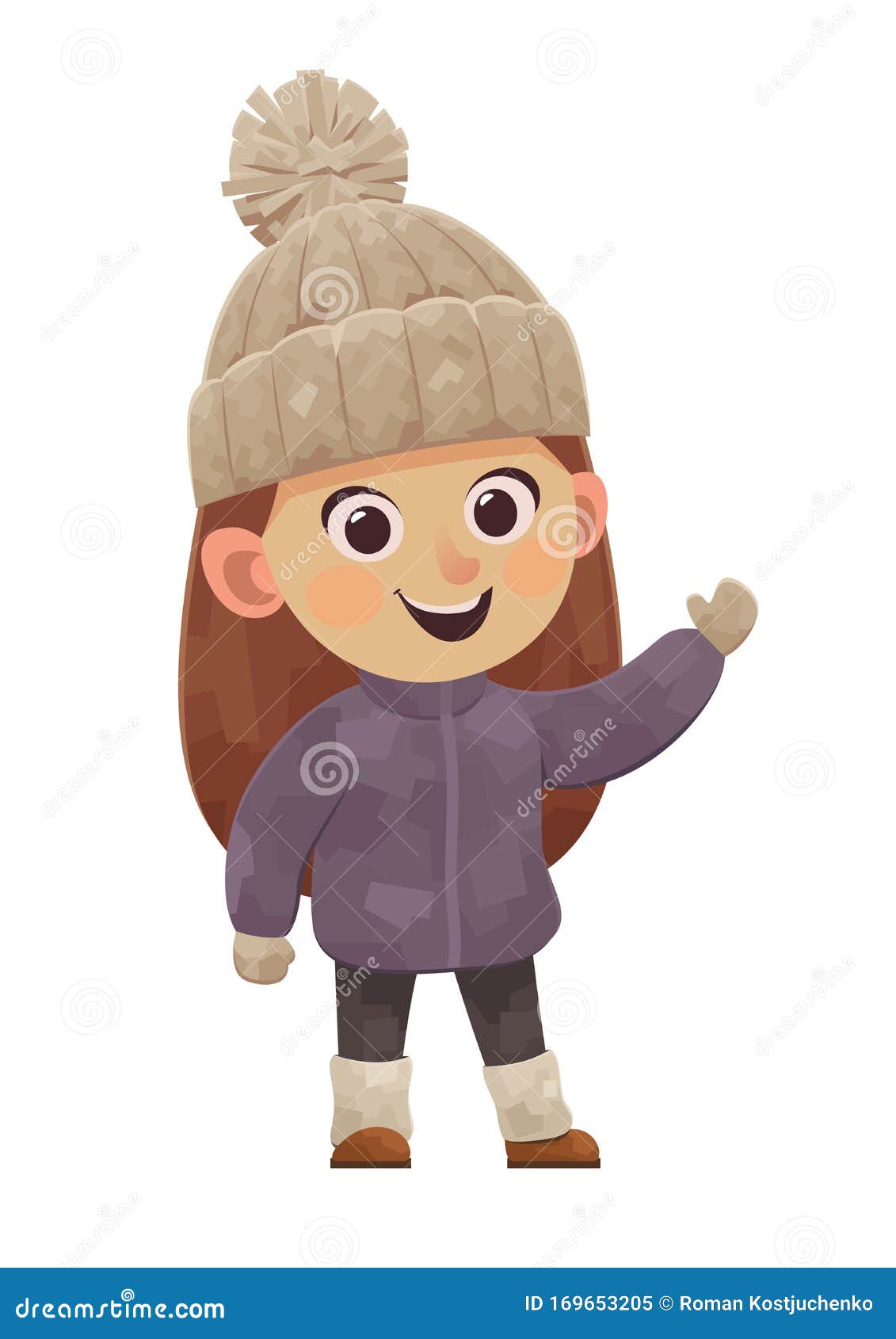 Cute Little Girl in Winter Clothes in Cartoon Style Stock Vector -  Illustration of holiday, outfit: 169653205