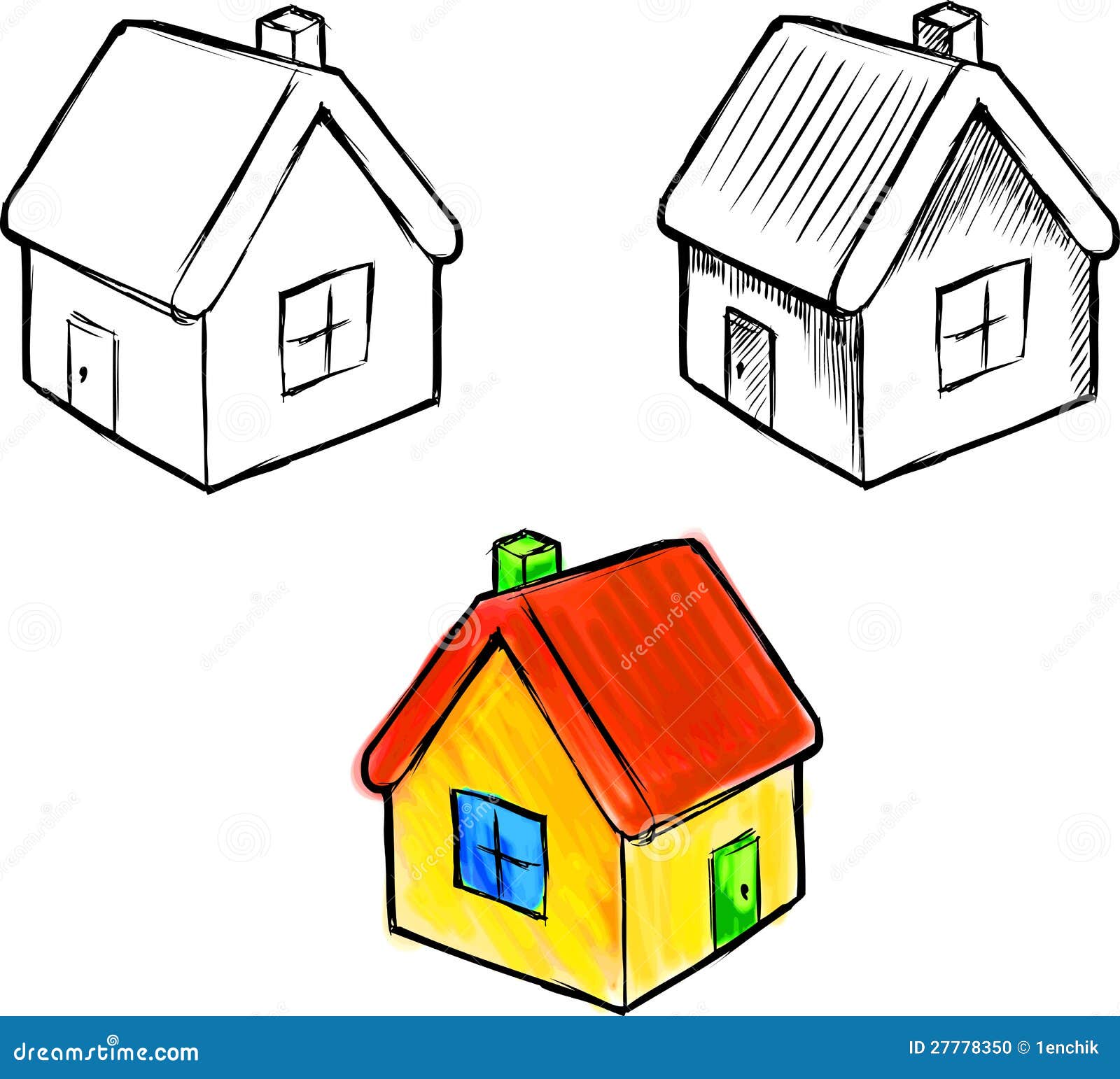 Cute Little House Vector Sketch Illustration Stock Photo