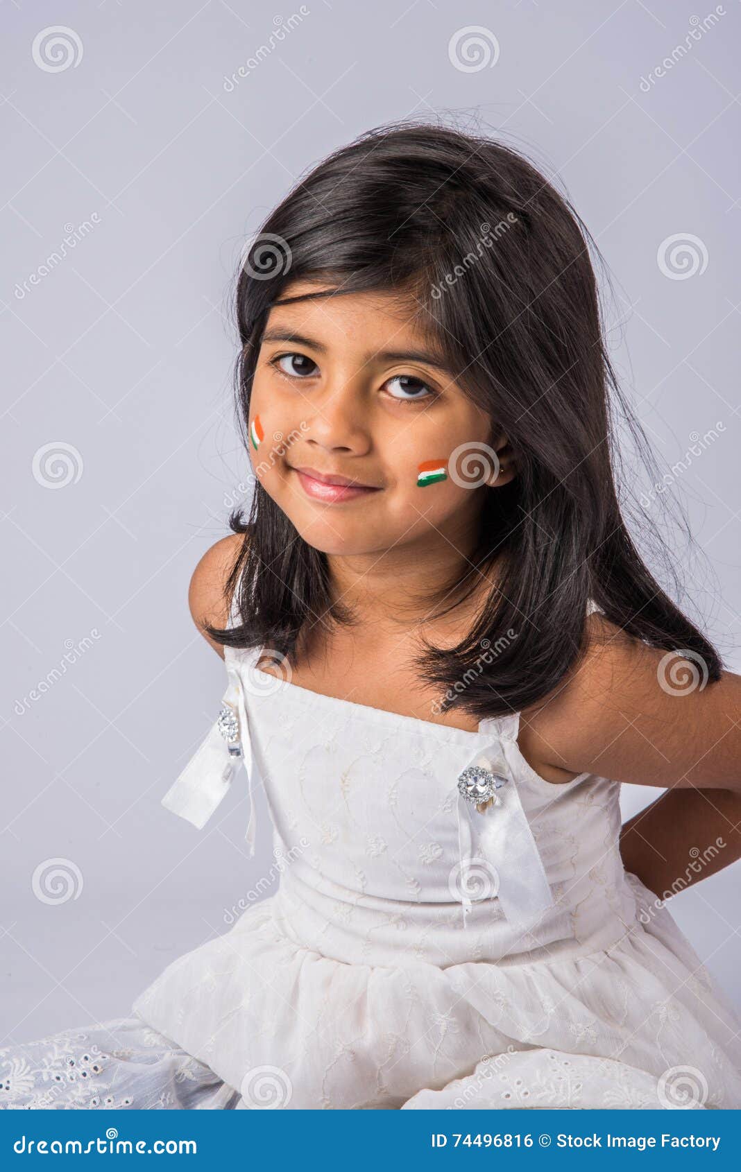 Cute Little Indian Girl Holding Indian Flag Stock Photo - Image of ...
