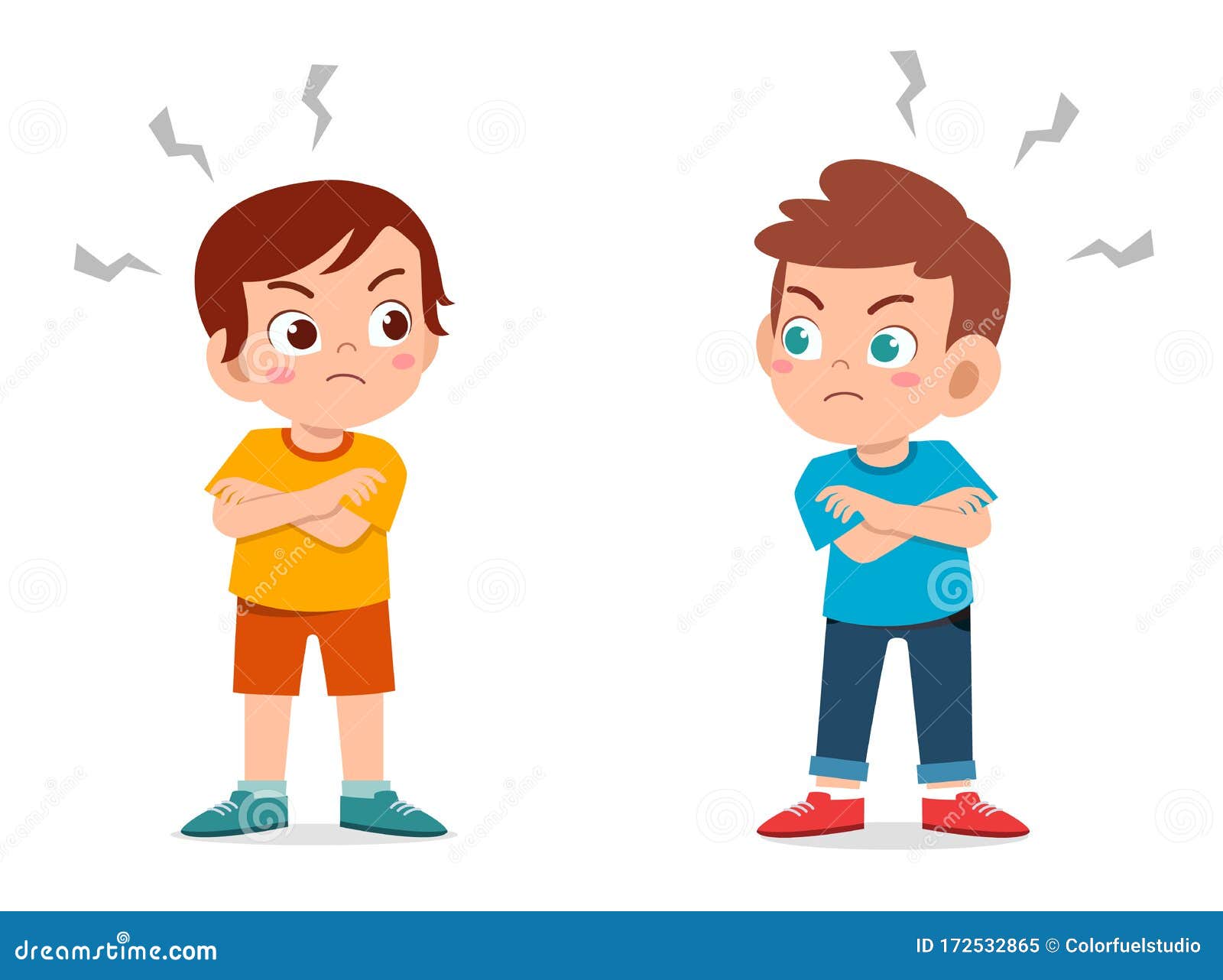 Cute Little Kid Boy Angry Each Other Stock Vector Illustration Of Behavior Little 172532865