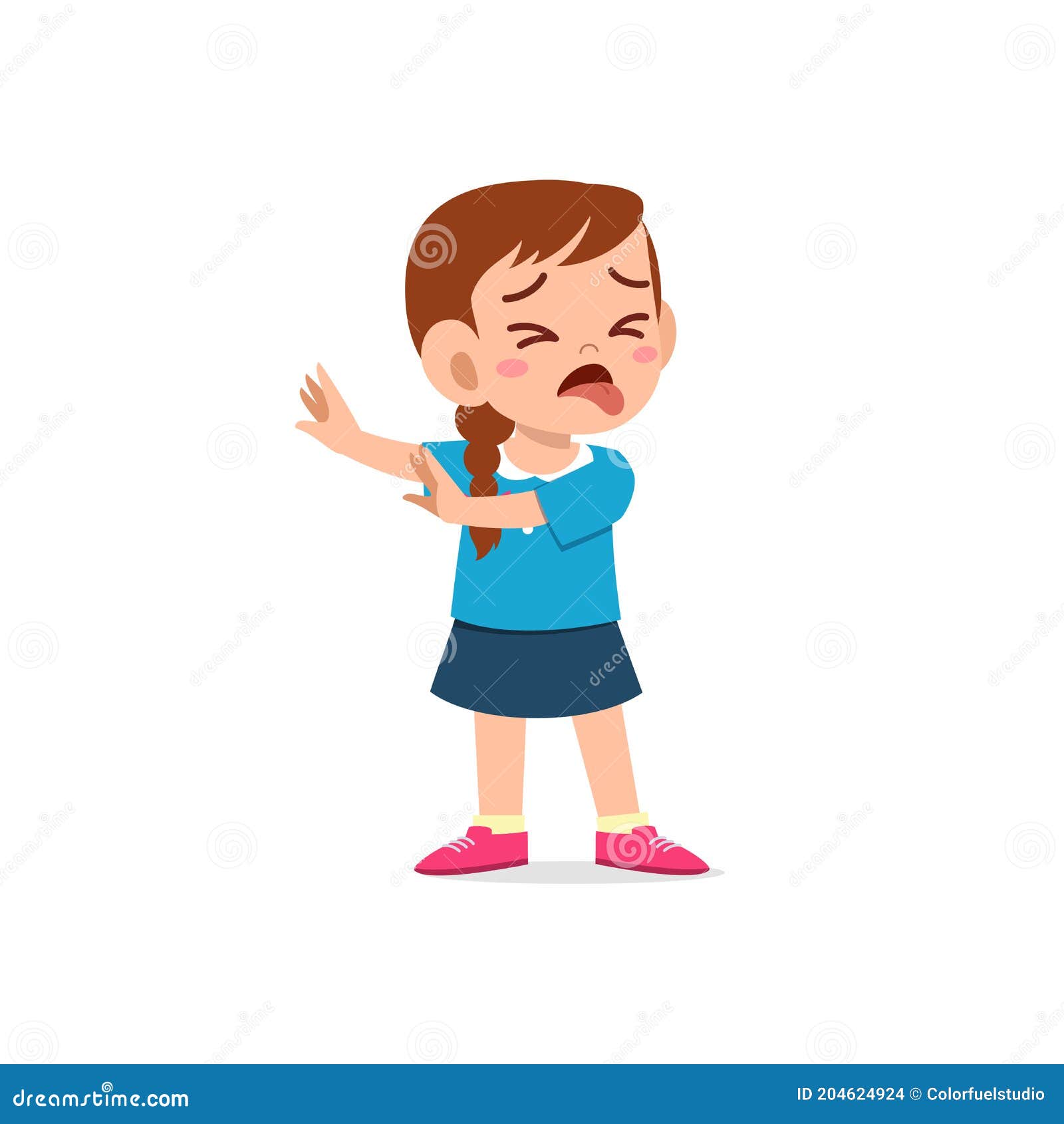 Cute Little Kid Girl Show Refuse and Disgust Pose Expression Stock ...