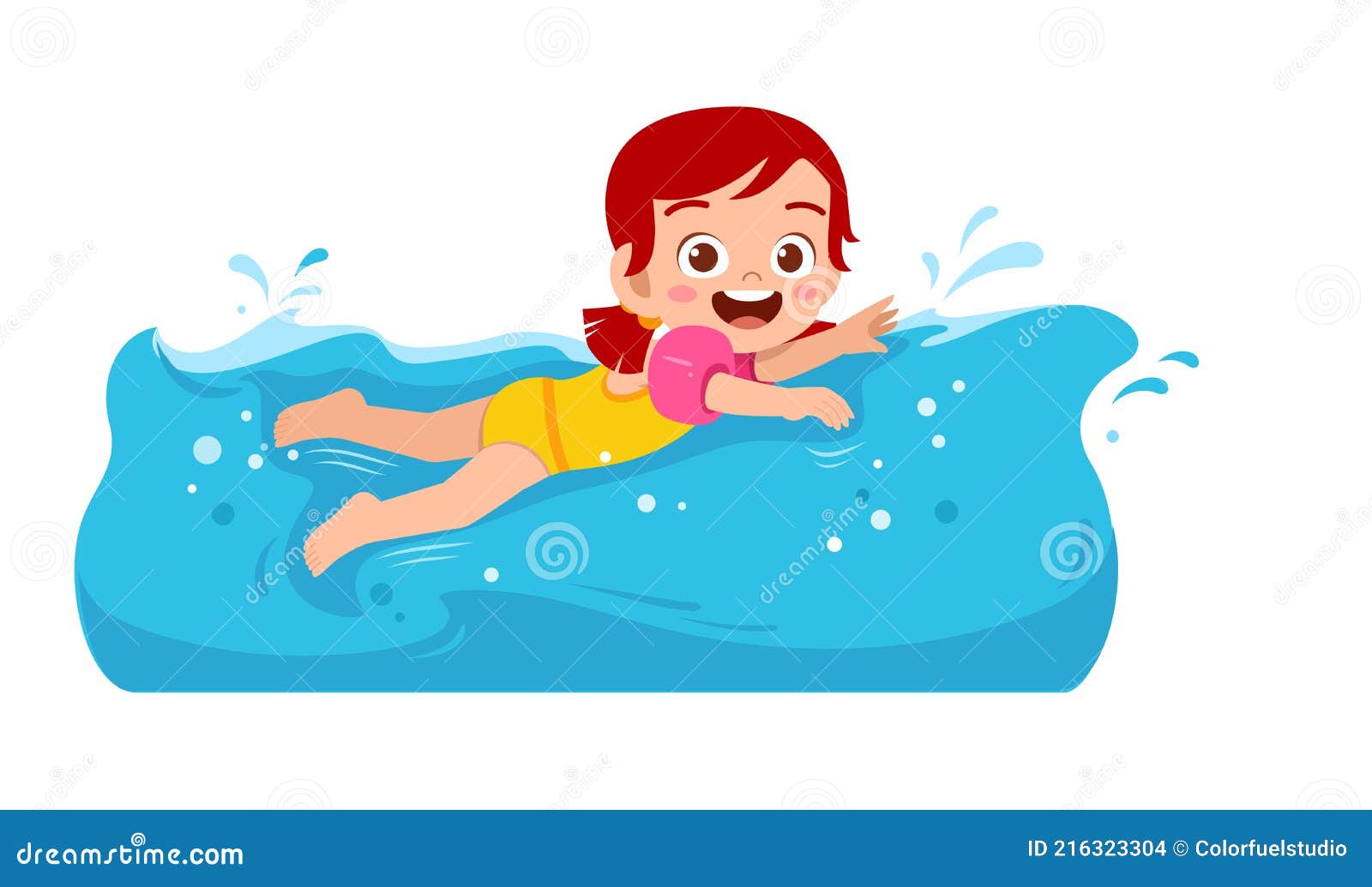 Cute Little Kid Girl Swim Under Water on Summer Holiday Stock Vector ...