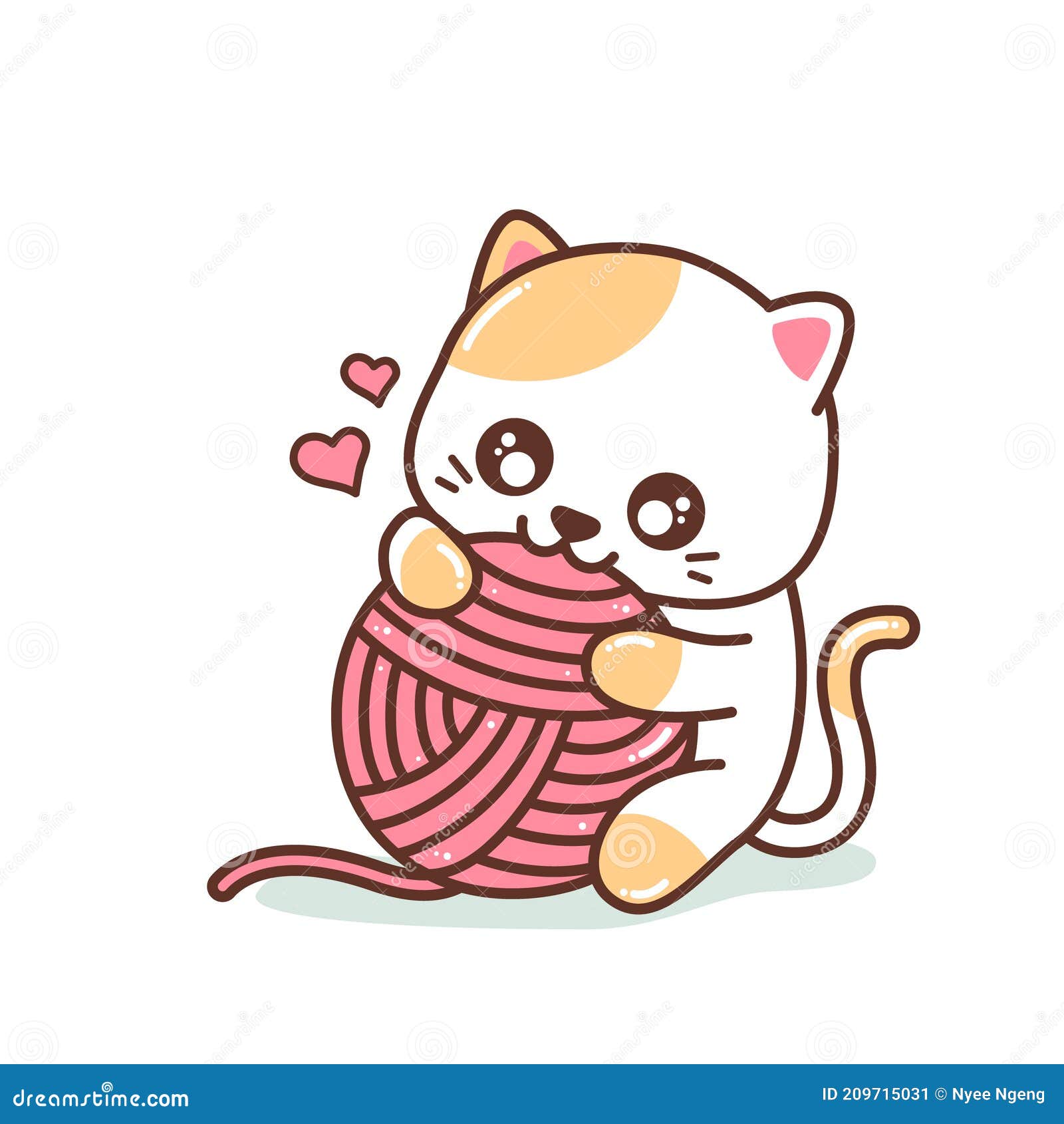 How To Draw Cute Kawaii Kitten Cat Playing With Yarn vrogue.co
