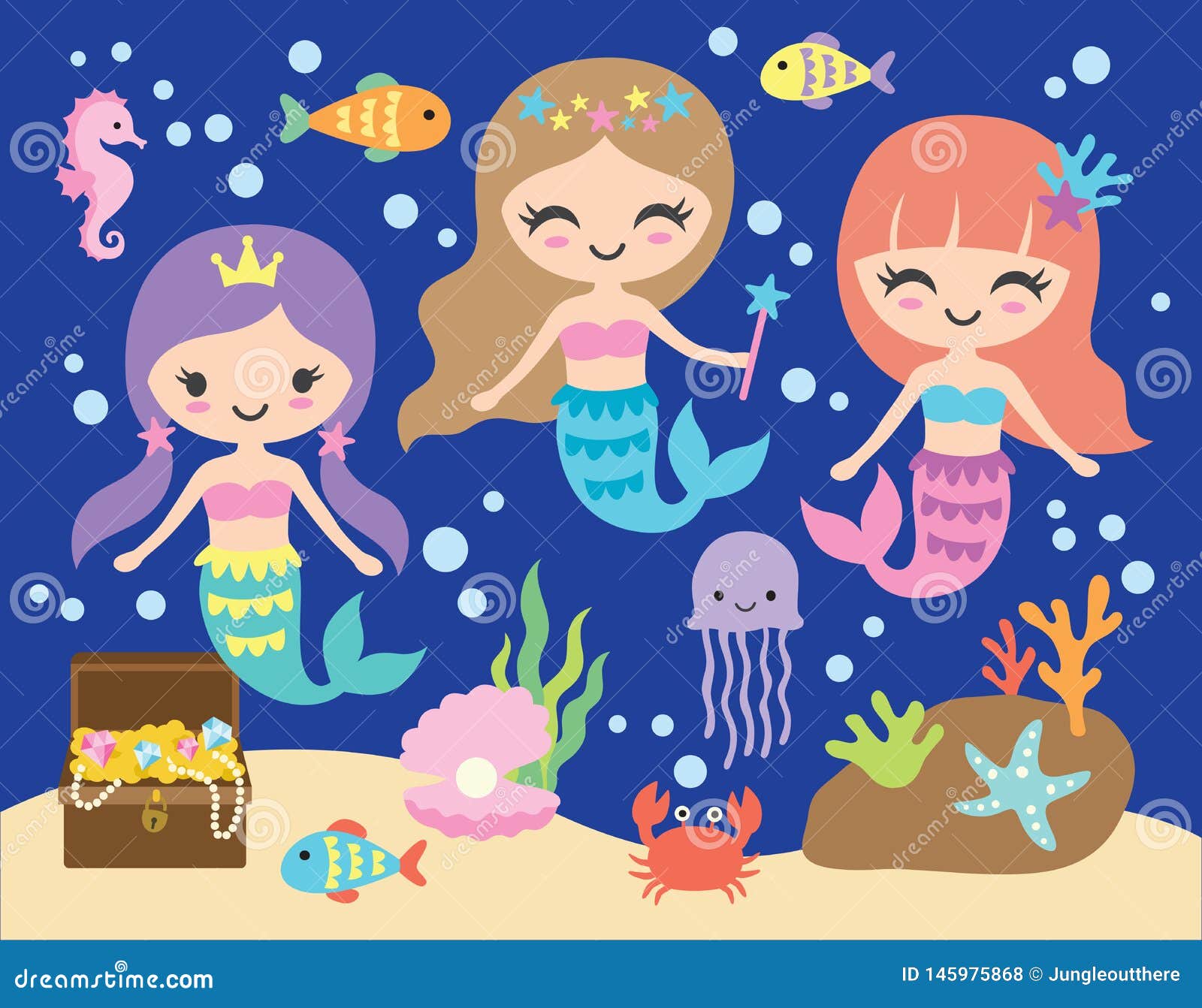 cute little mermaid under the sea  