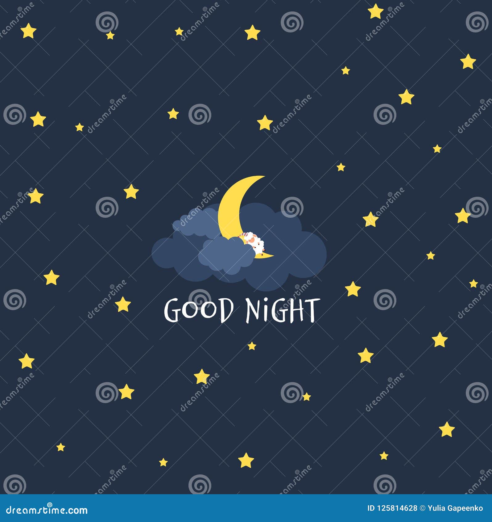 Cute Little Moon on the Night Sky. Good Night Stock Vector ...