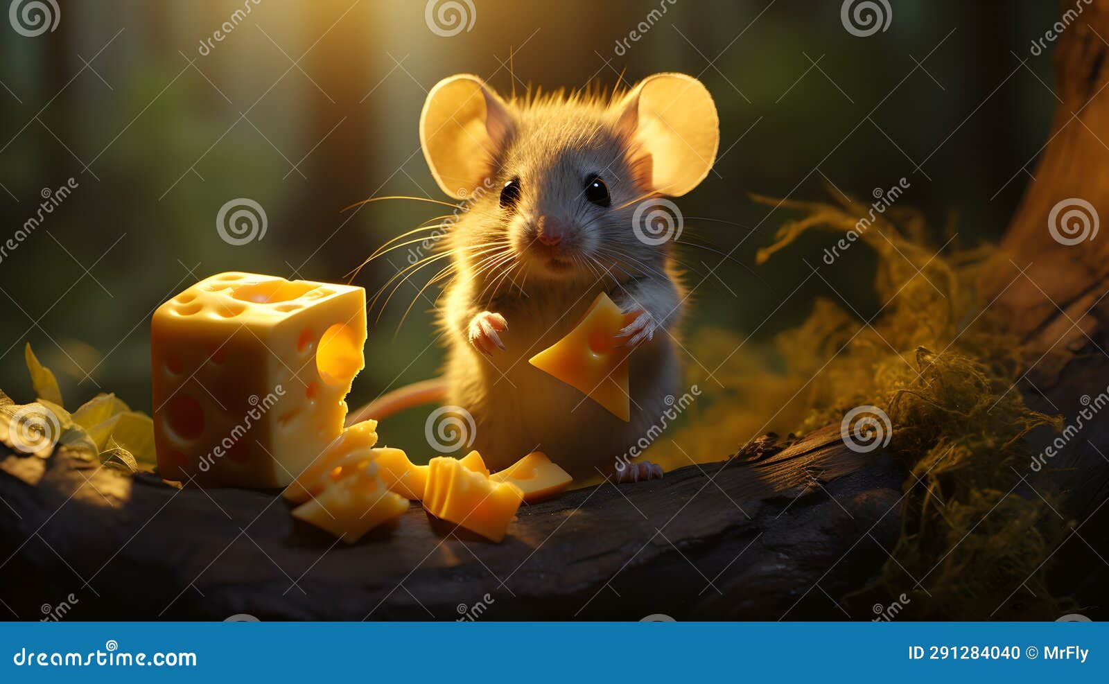 Cute Little Mouse Eating Cheese Stock Illustration Illustration of