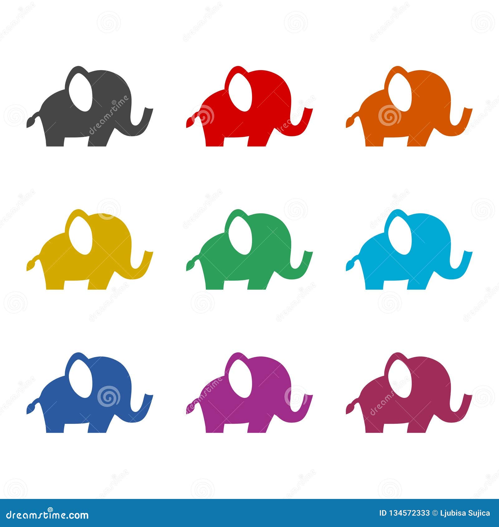 Download Cute Little One, Baby Elephant Icon Or Logo, Color Set ...