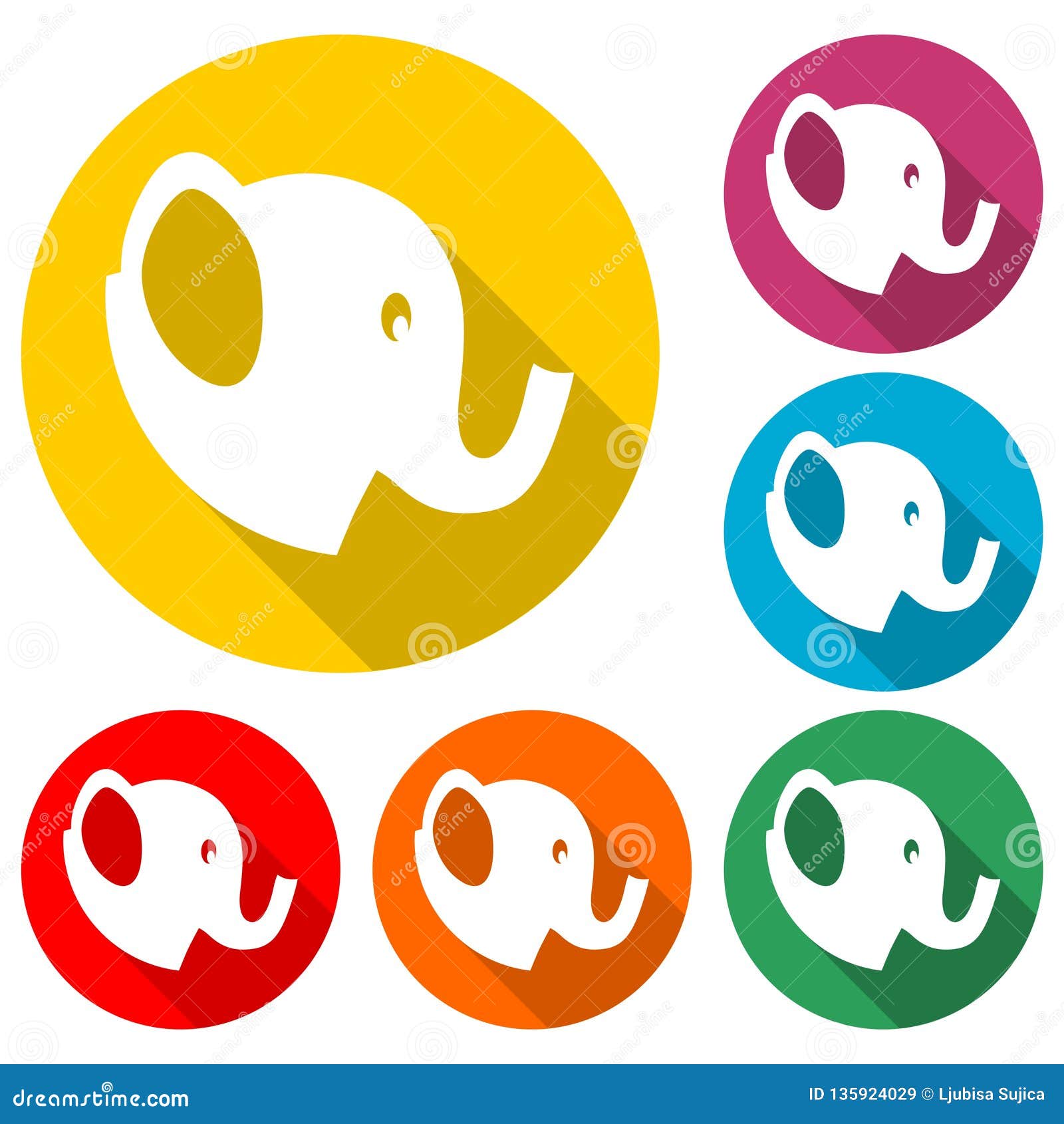 Download Cute Little One, Baby Elephant Icon Or Logo, Color Set ...