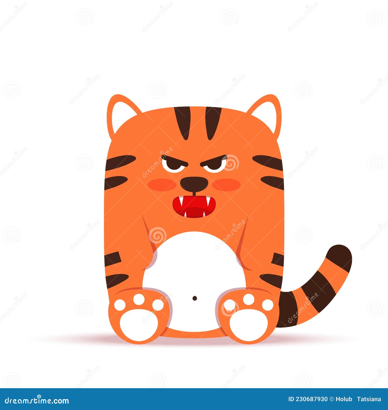 vector art illustration, cute cat is angry, animal character flat