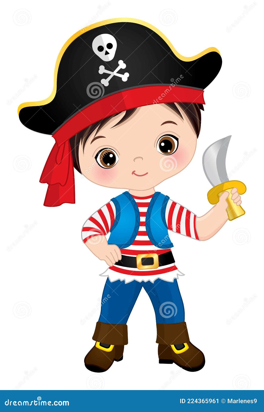 Cute Little Pirate Holding Knife. Vector Stock Vector - Illustration of clipart, child: 224365961