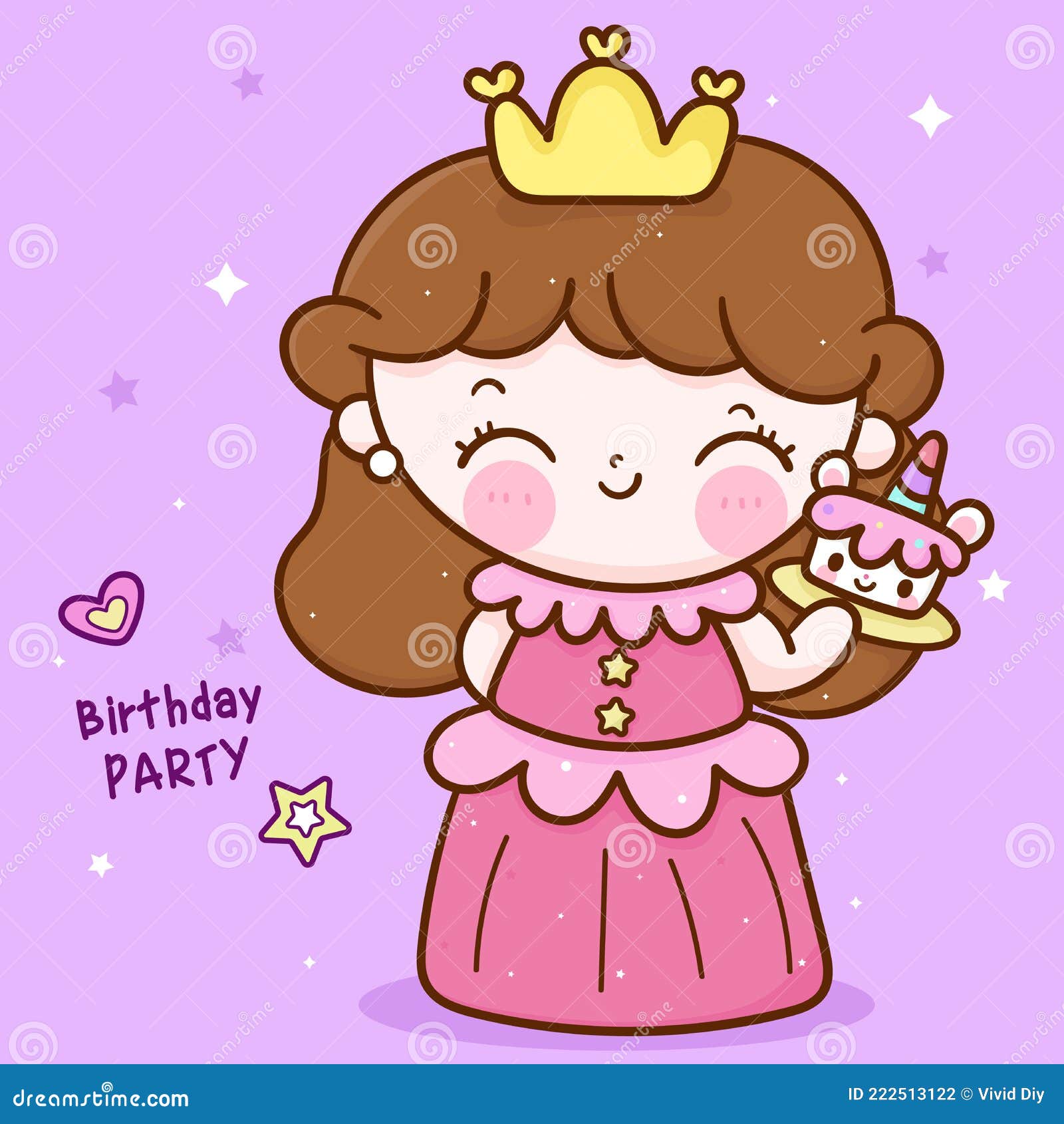 Cute Little Princess Cartoon Fairy Unicorn Birthday Cake Party Kawaii ...