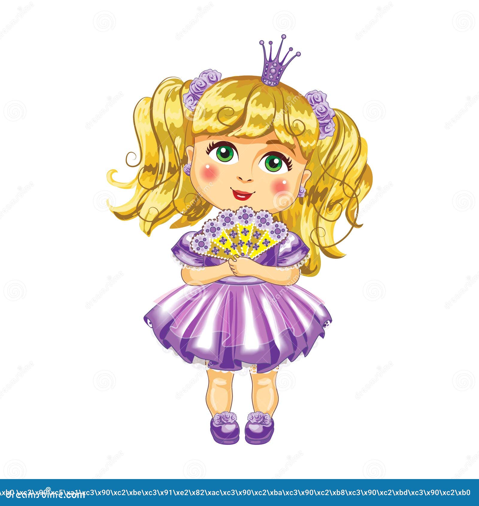 Download Cute Little Princess In A Purple Dress Vector. Stock ...