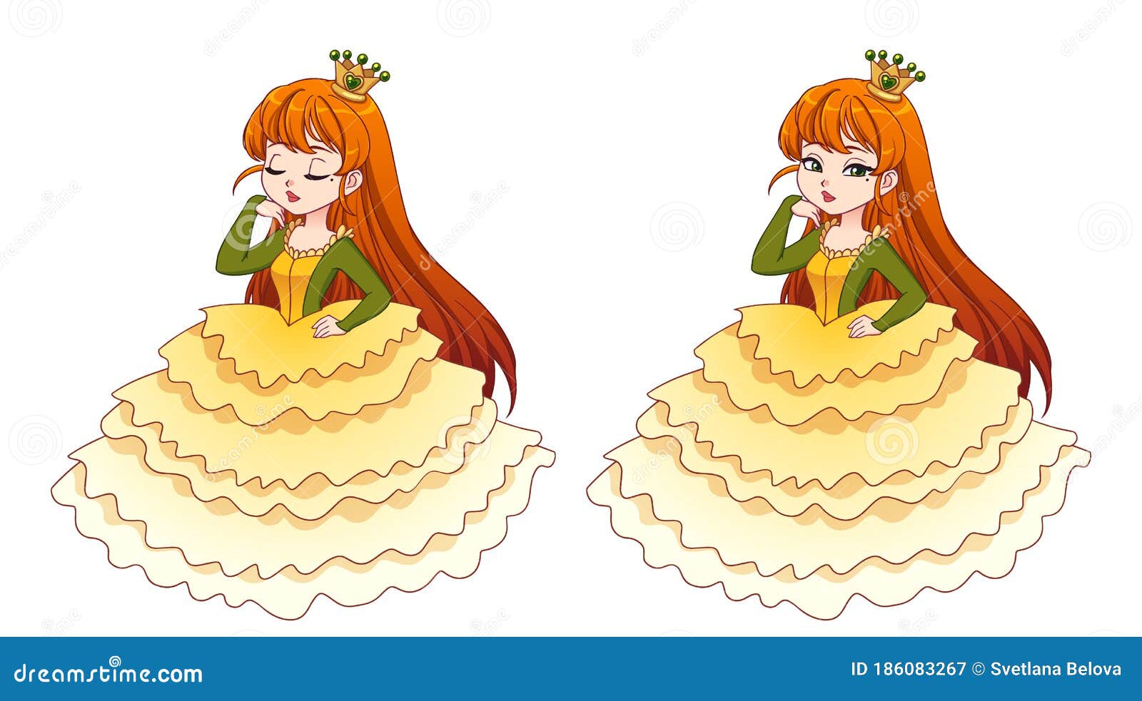 Cute Little Princess with Red Hair Wearing Yellow Ball Dress and Golden Crown Stock Vector - Illustration of lovely, girl: 186083267 Cute Little Princess with Red Hair Wearing Yellow Ball Dress and Golden Crown Stock Vector - Illustration of lovely, girl: 186083267