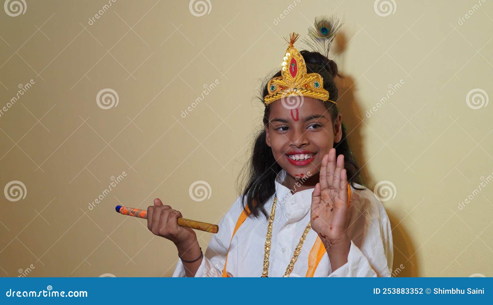 Cute Little Rajasthani Girl Child Dressed As Lord Sri Krishna on ...