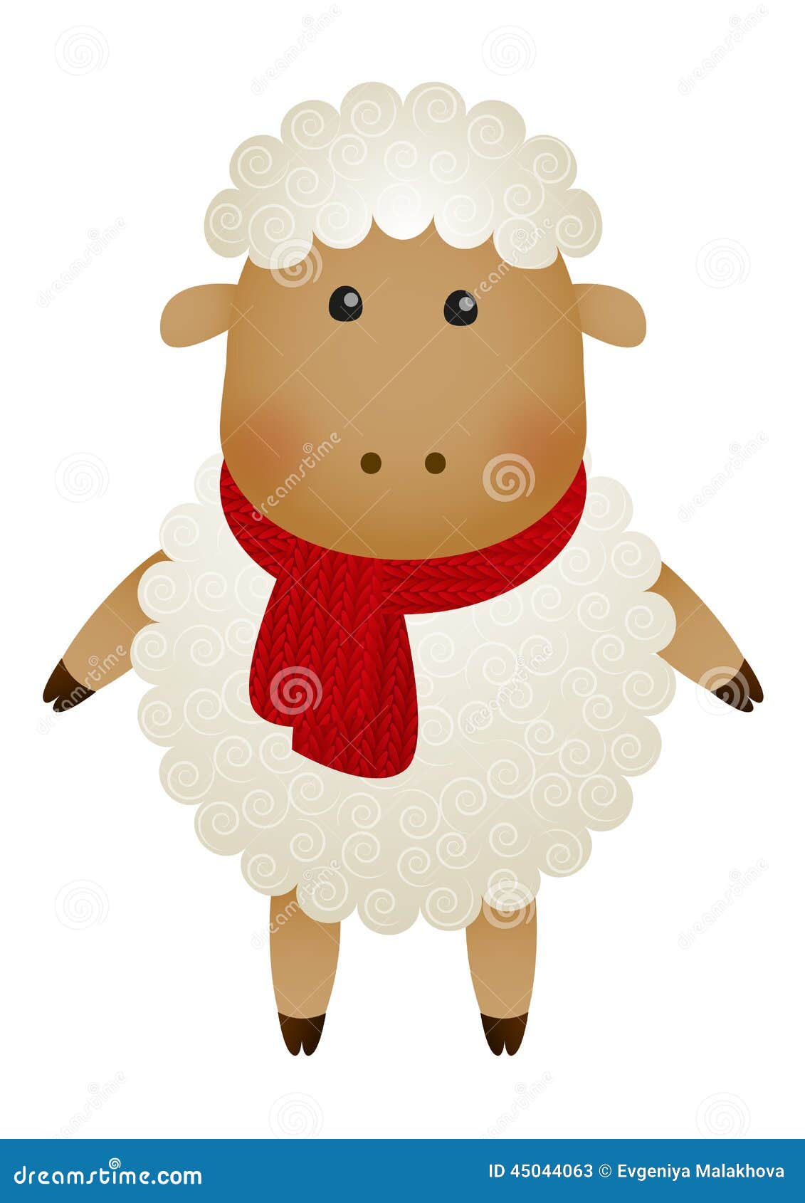 Cute little sheep isolated stock vector. Illustration of holiday - 45044063