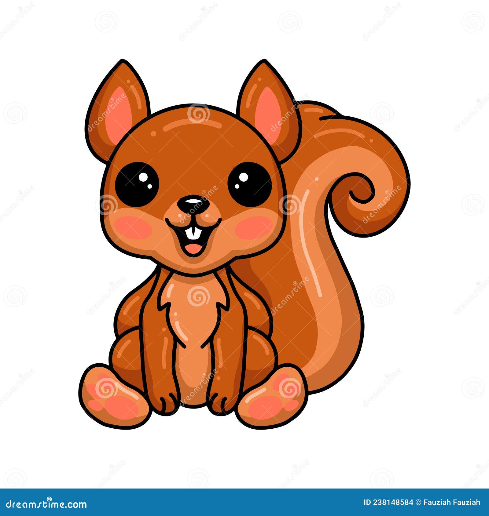 Cute Little Squirrel Cartoon Sitting Stock Vector - Illustration of ...