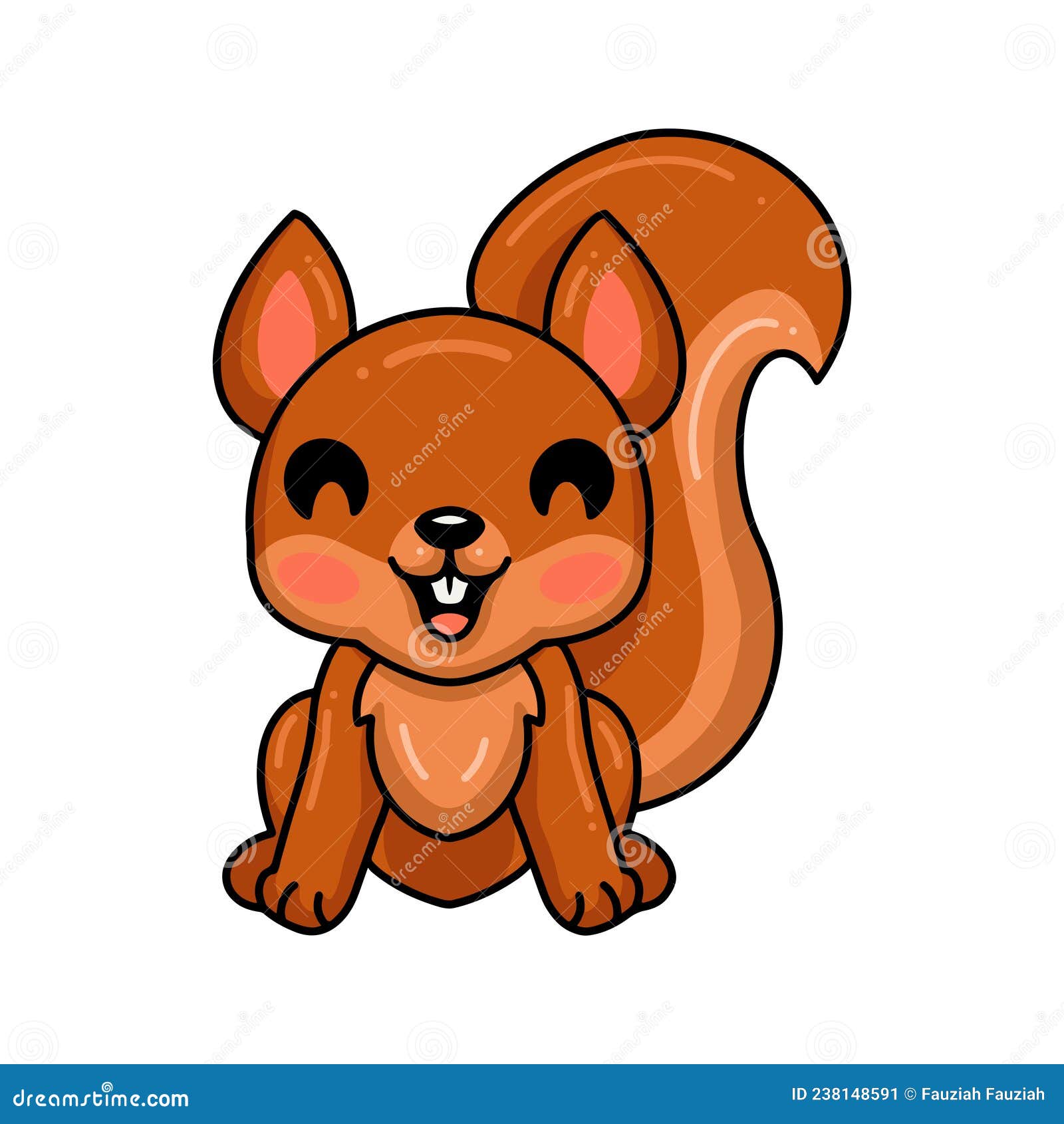 Cute Little Squirrel Cartoon Sitting Stock Vector - Illustration of ...