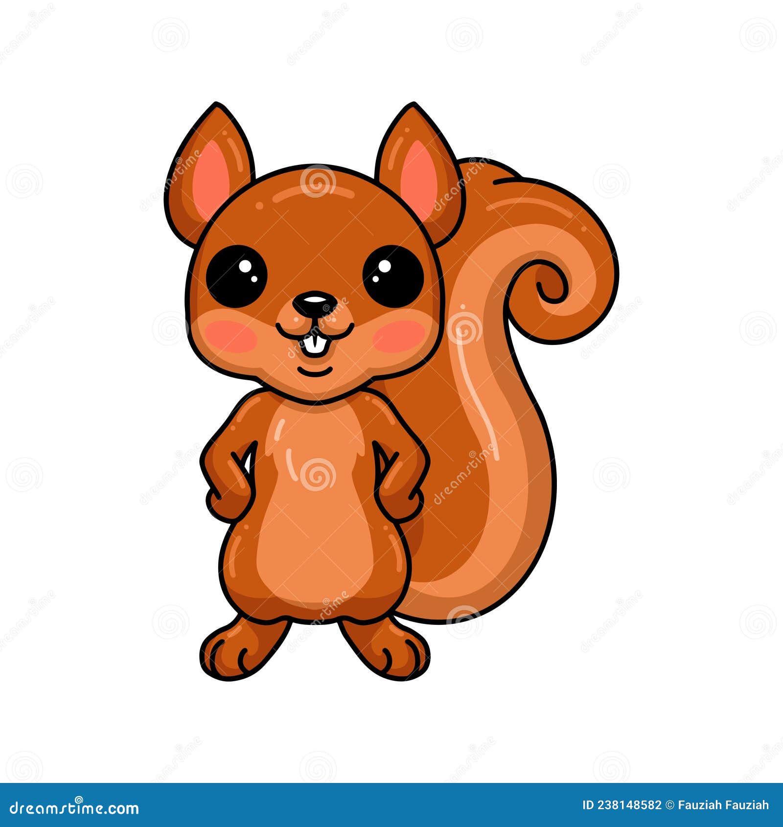 Cute Little Squirrel Cartoon Standing Stock Vector - Illustration of ...
