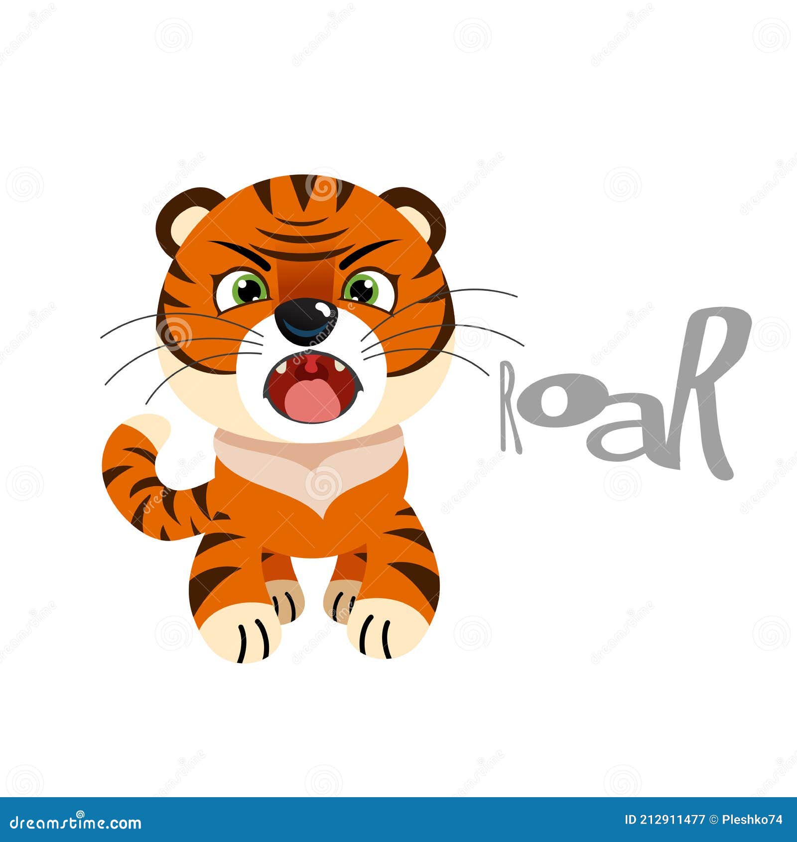 Cute Little Tiger Roaring. Chinese 2022 Year Symbol. Year of Tiger. Cartoon  Mascot. Smiling Adorable Character Stock Vector - Illustration of chinese,  funny: 212911477