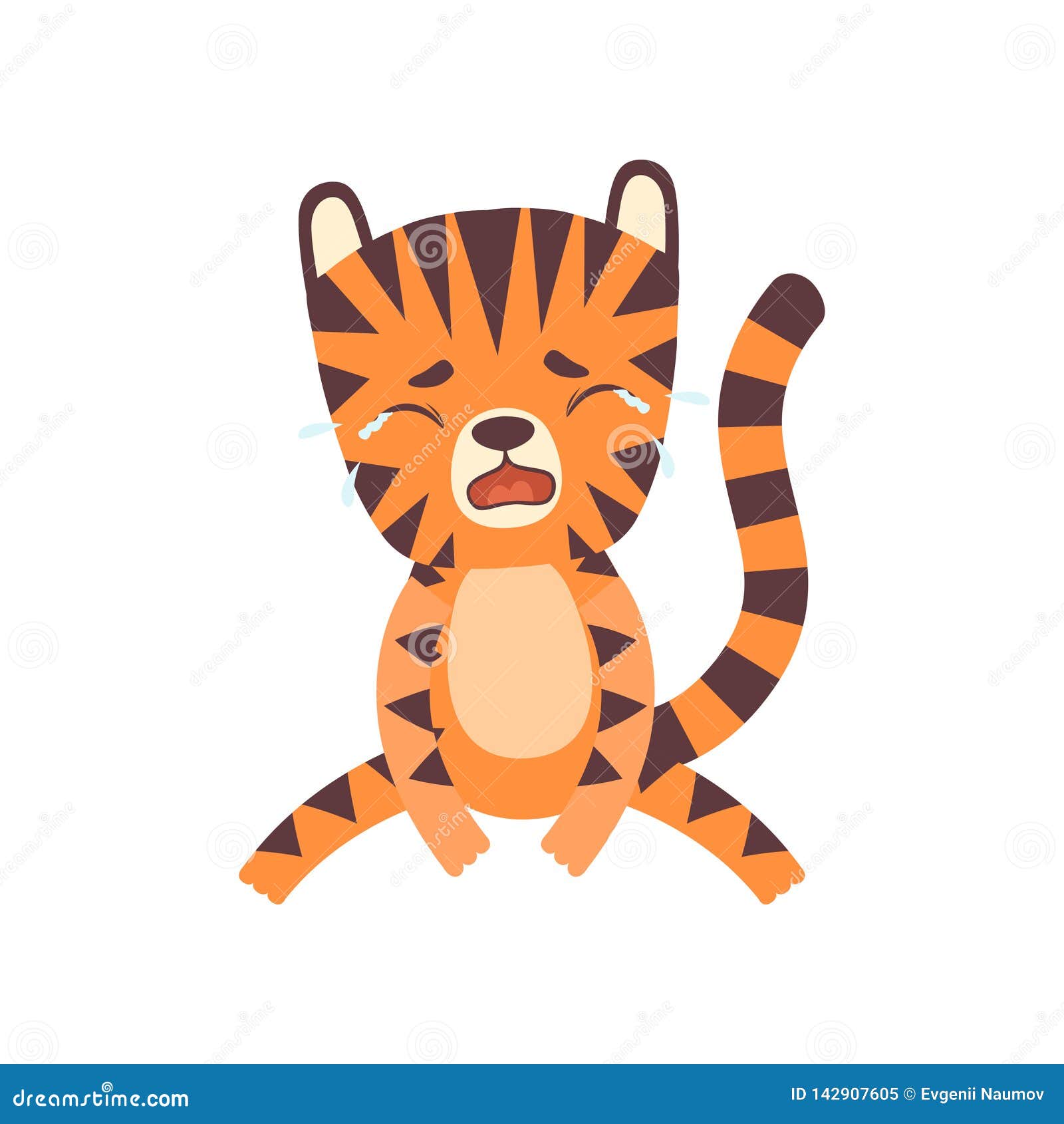 Cute Little Unhappy Tiger Crying, Adorable Wild Animal Cartoon Character  Vector Illustration Stock Vector - Illustration of sleep, childish:  142907605