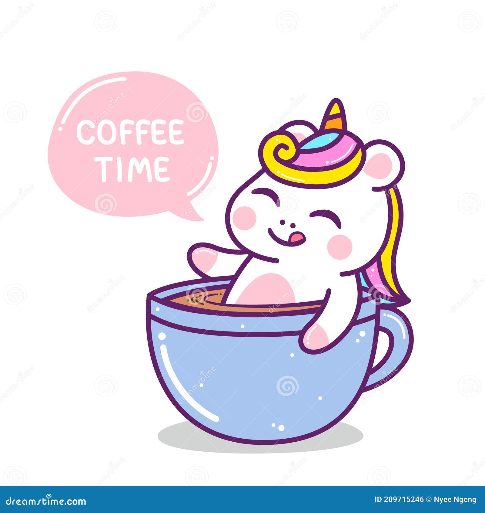 Cute Little Unicorn In A Cup Of Coffee Stock Vector Illustration Of