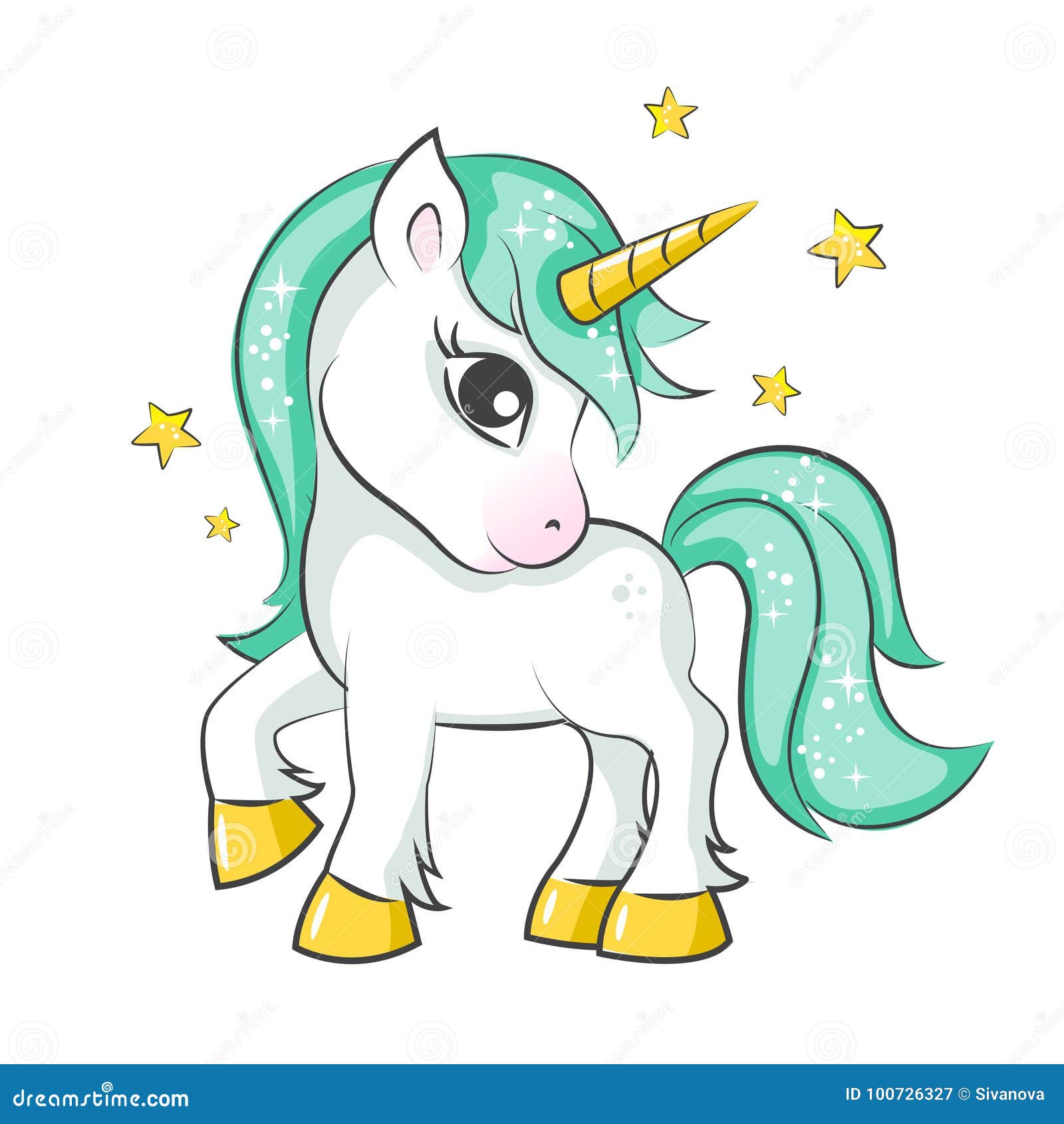 Cute little unicorn. stock vector. Illustration of character - 100726327