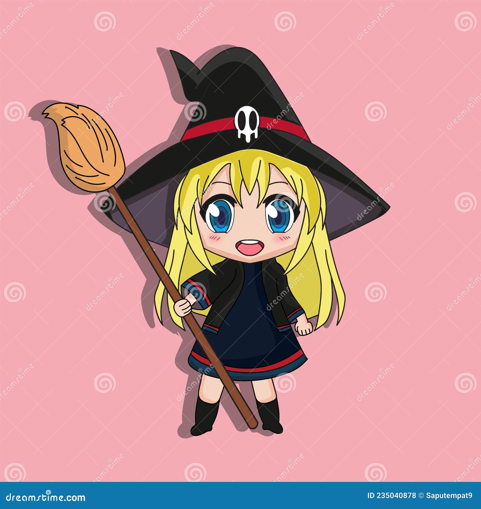 Cute Little Witch Cartoon Chibi Nft Stock Vector - Illustration of mascot,  little: 235040878