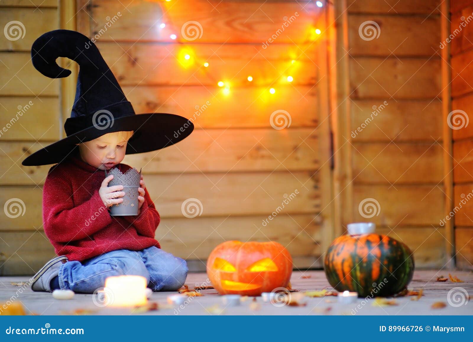 Cute Little Wizard Looking On Candle Stock Photo - Image of dusk, light ...