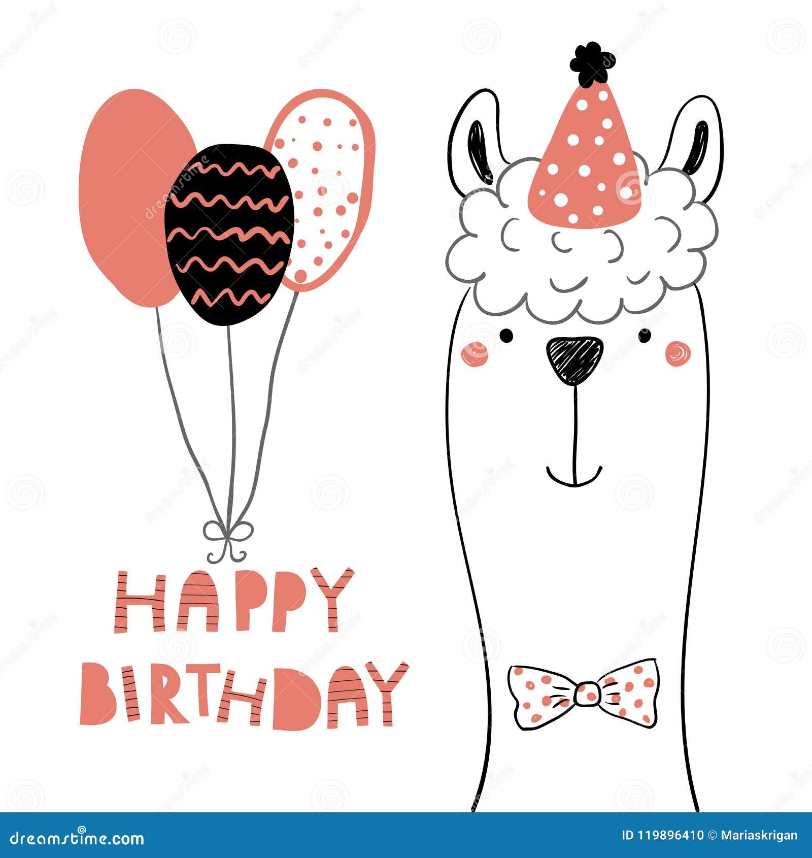 Download Cute llama birthday card stock vector. Illustration of ...
