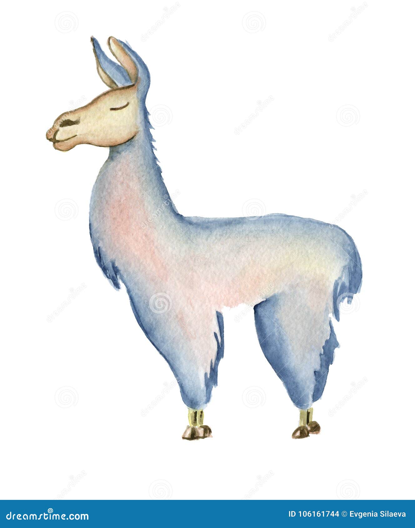 Cute Llama Cartoon Character Watercolor Illustration, Alpaca Animal ...