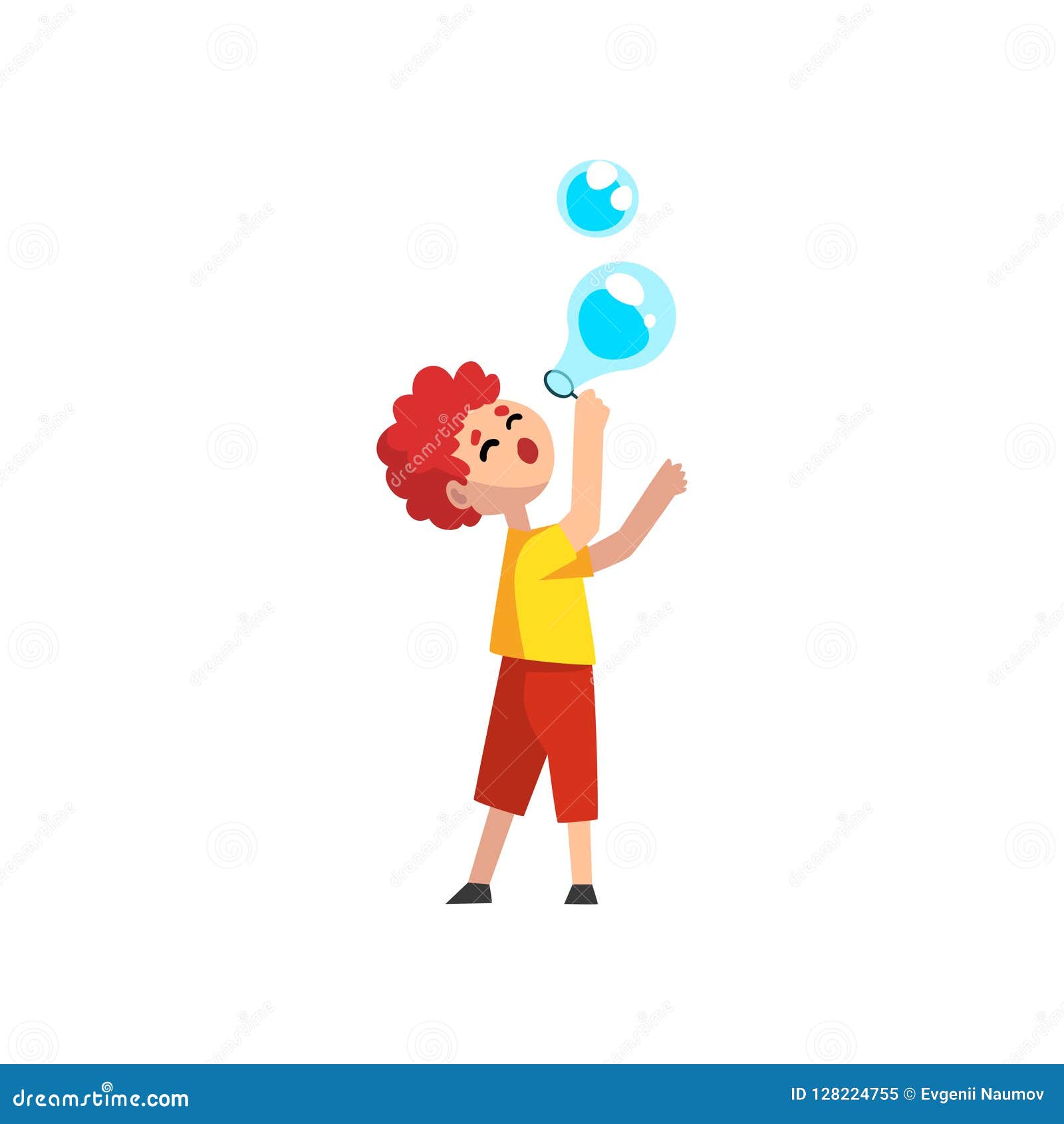 Download Cute Llttle Redhead Boy Blowing Soap Bubbles Cartoon ...