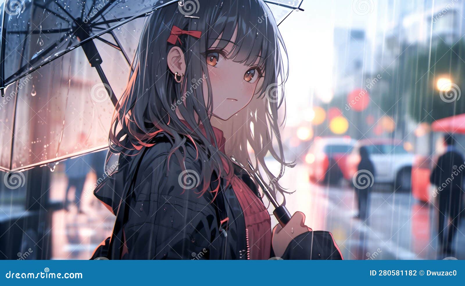 Green Eyes Anime Girl Under Umbrella Rain Background HD Anime Girl  Wallpapers  HD Wallpapers  ID 100340