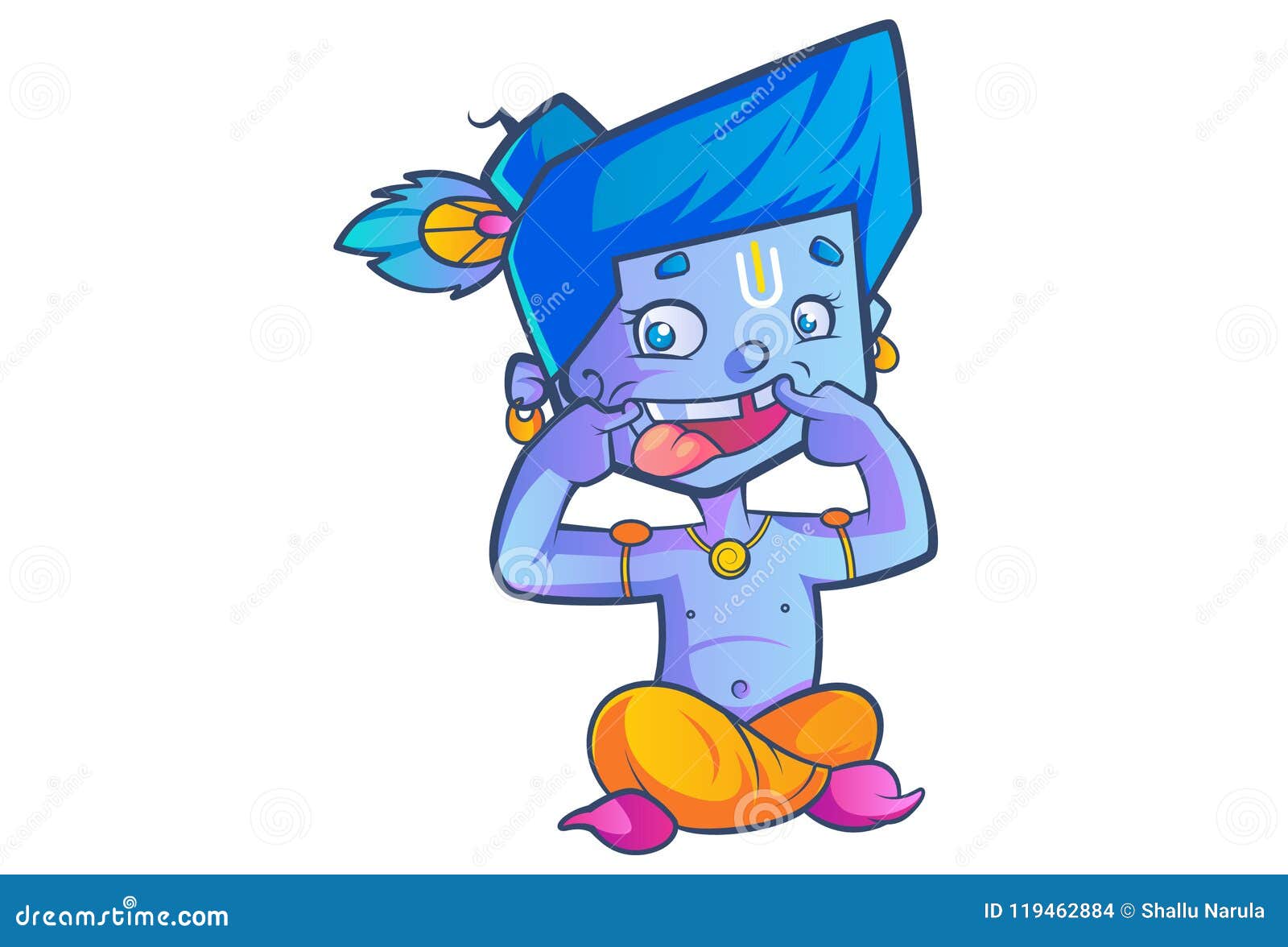 Cute Lord Krishna stock vector. Illustration of happy - 119462884