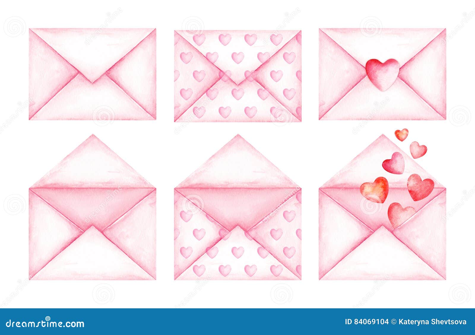 Cute Love Message Pink Envelopes. 