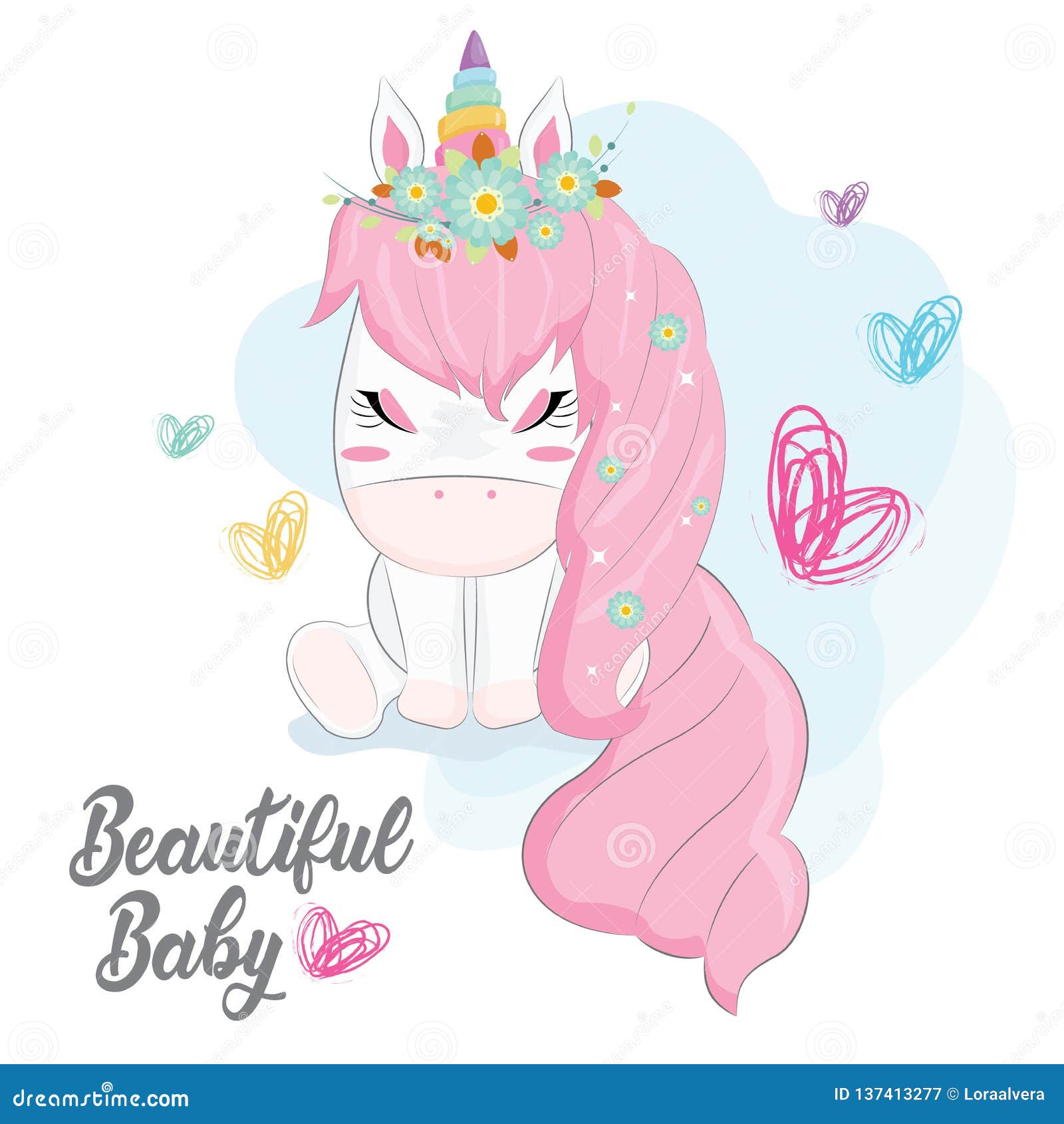 Download Cute Baby Unicorn stock vector. Illustration of character ...