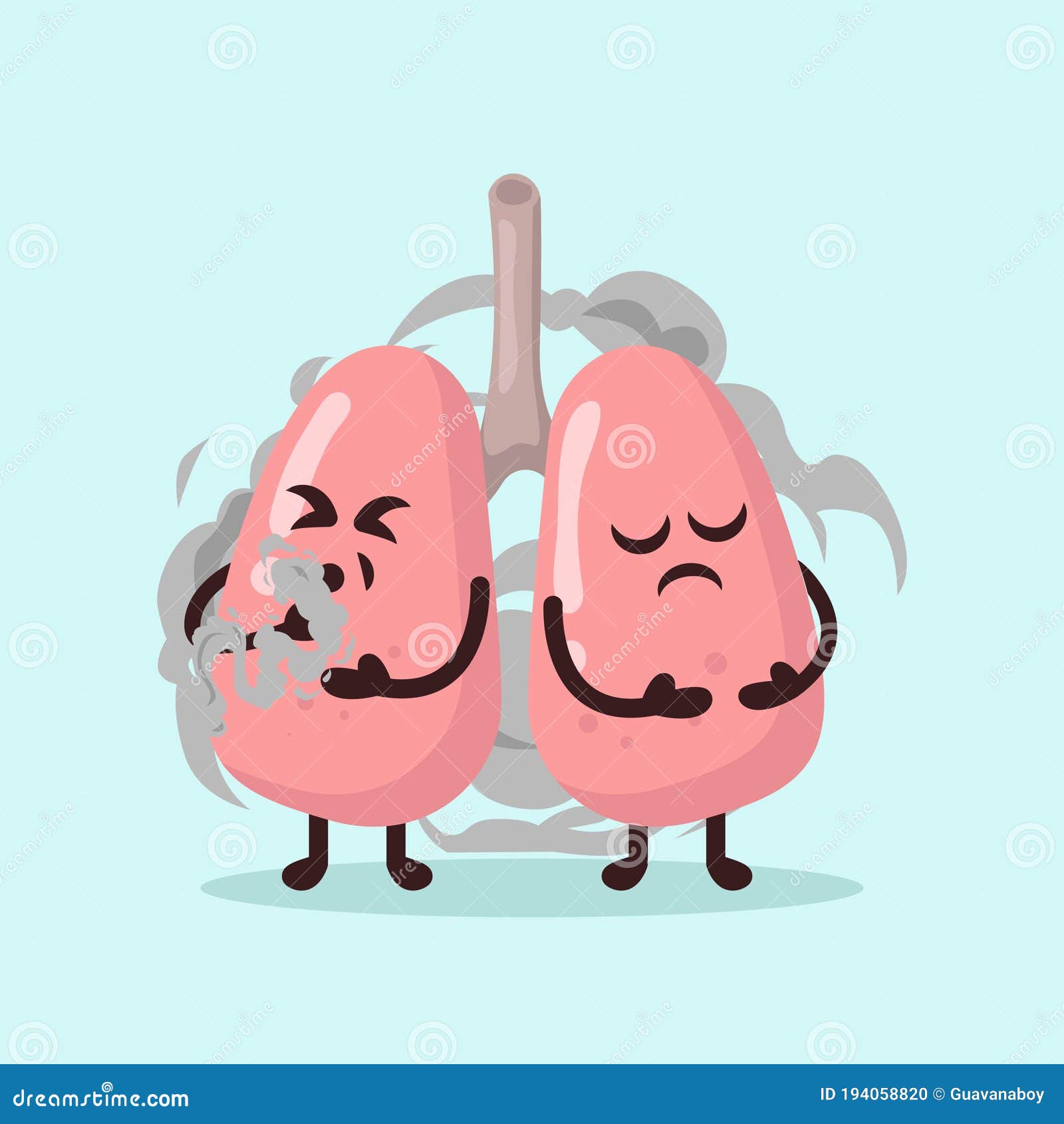 Cute Lungs Organ Mascot Design Illustration Stock Vector - Illustration ...