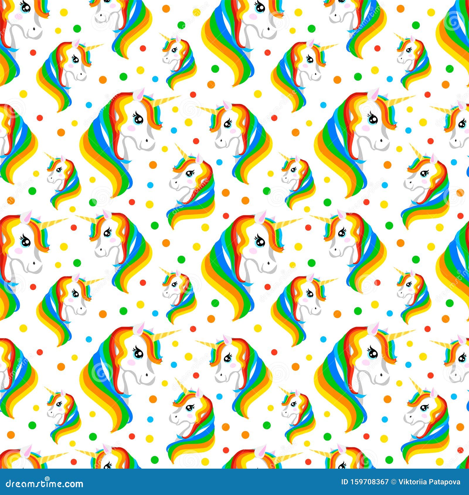 Cute Magic Fantasy Wallpaper With Rainbow Unicorn Seamless Pattern Vector Illustration Stock Illustration Illustration Of Card Background