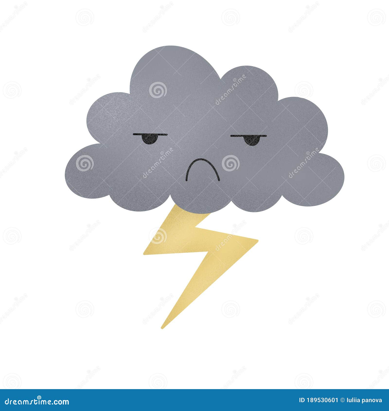 Cute Magic Grey Cloud with Lightning Stock Illustration - Illustration ...