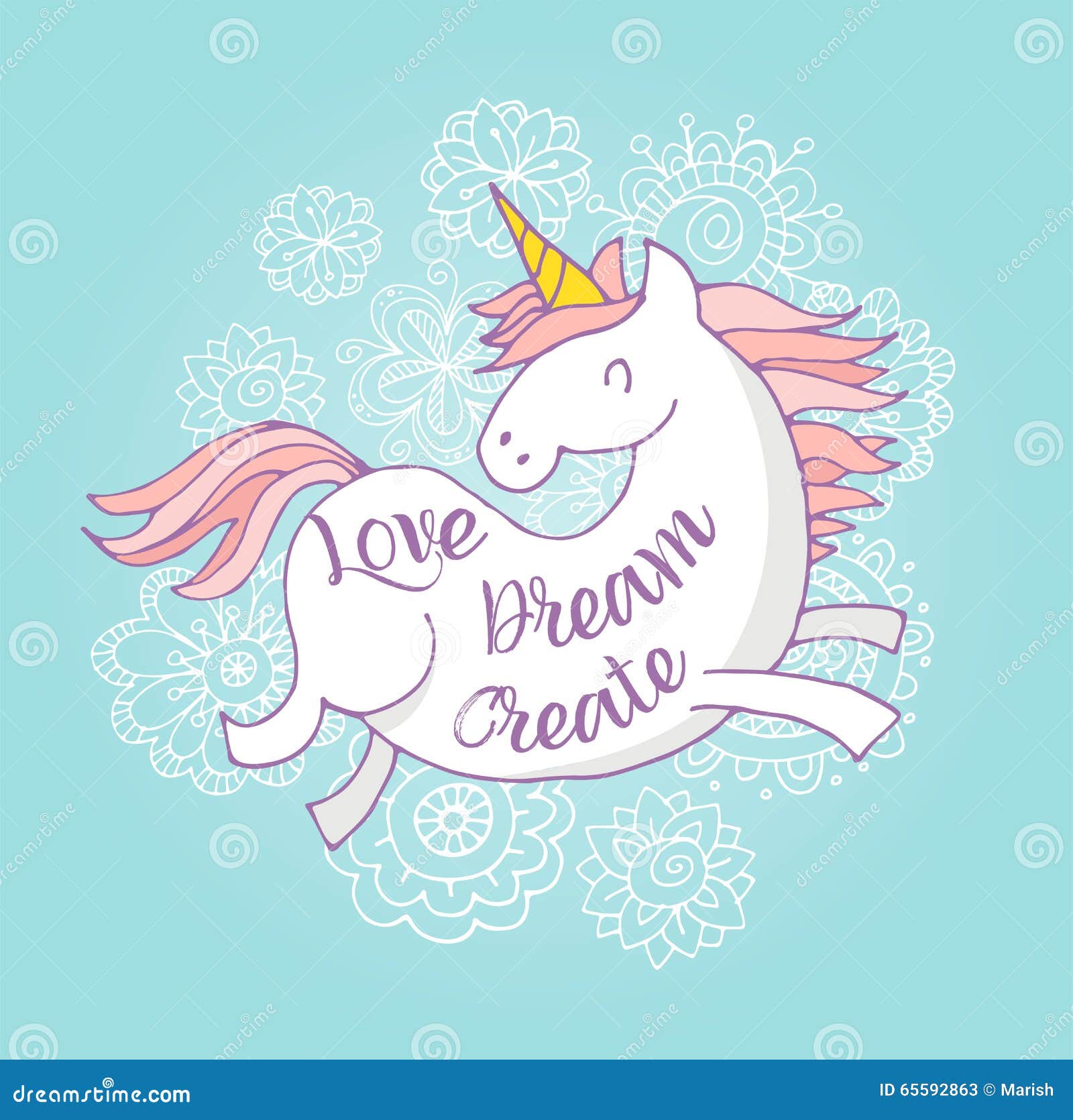 Cute Magic Unicon and Rainbow Poster, Card Stock Vector Illustration