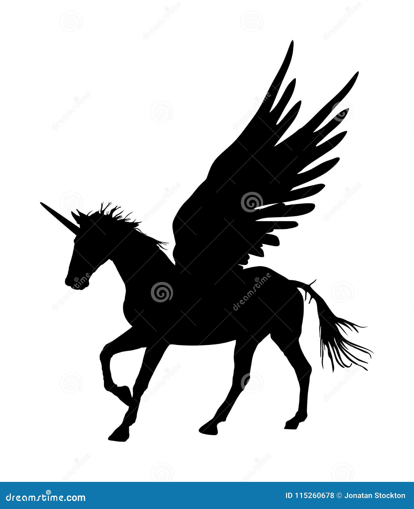 unicorn with wings silhouette