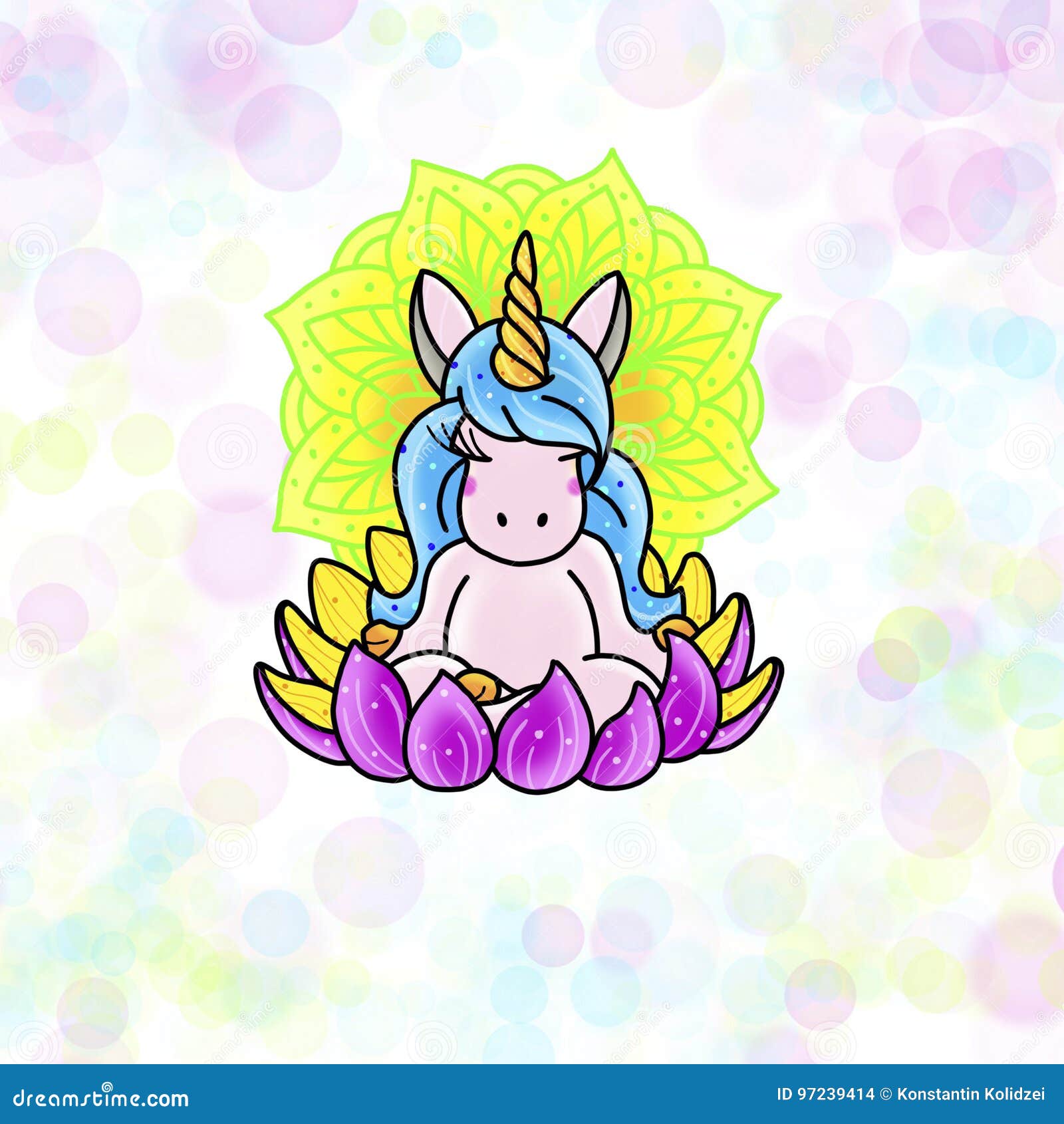 Cute Magical Unicorn. Tattoo Design Stock Illustration - Illustration of magic, fantasy: 97239414