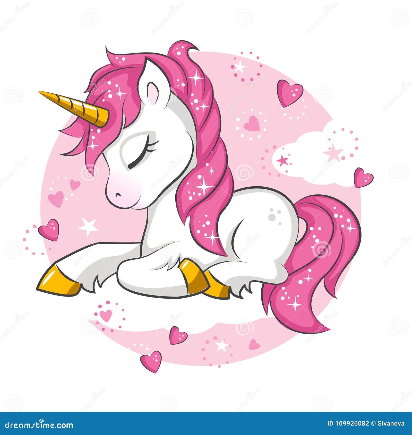 Little pink unicorn. stock vector. Illustration of fairytale ...