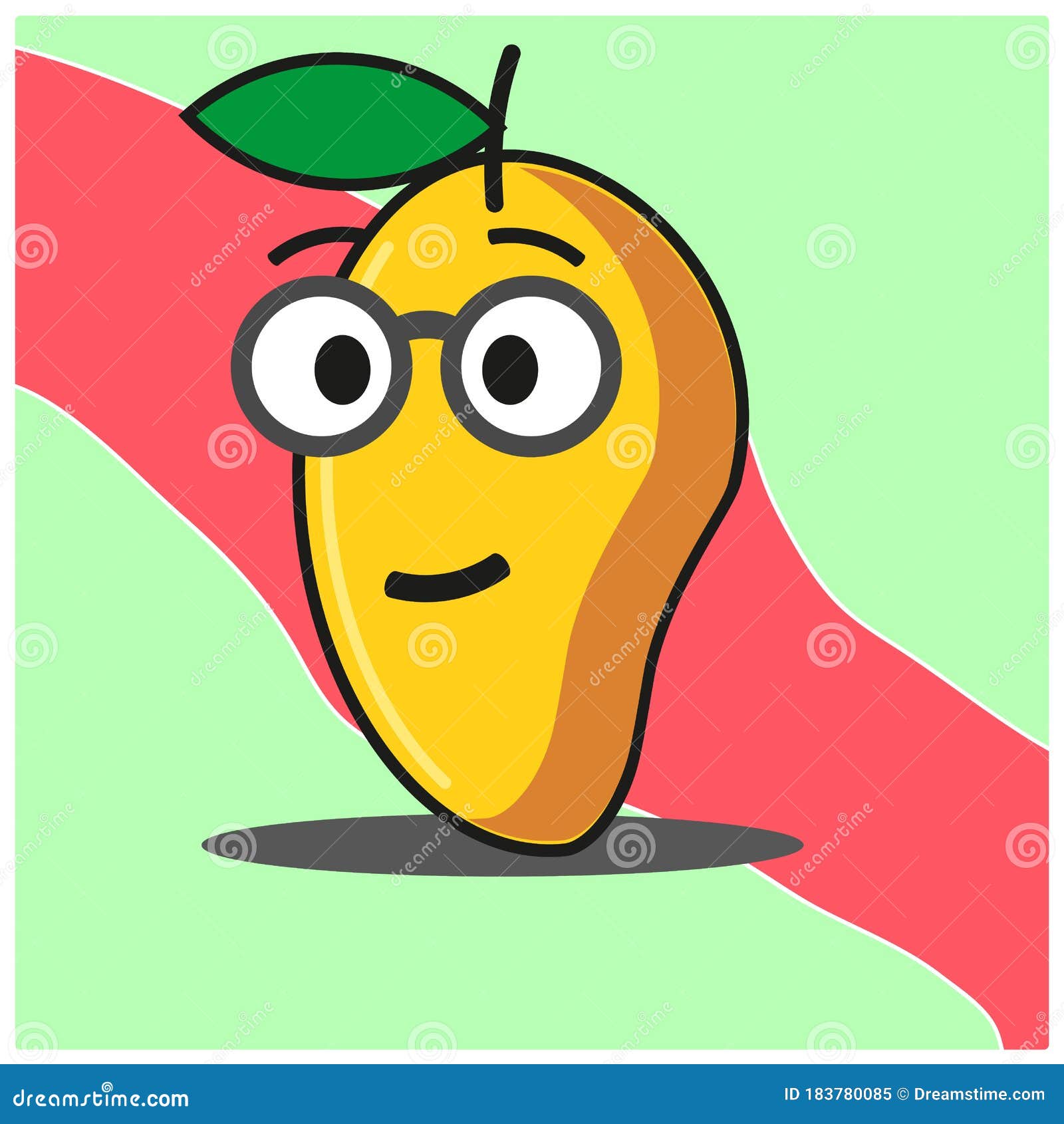 Cute Mango Fruit Cartoon Face with Reading Glass Mascot Character ...