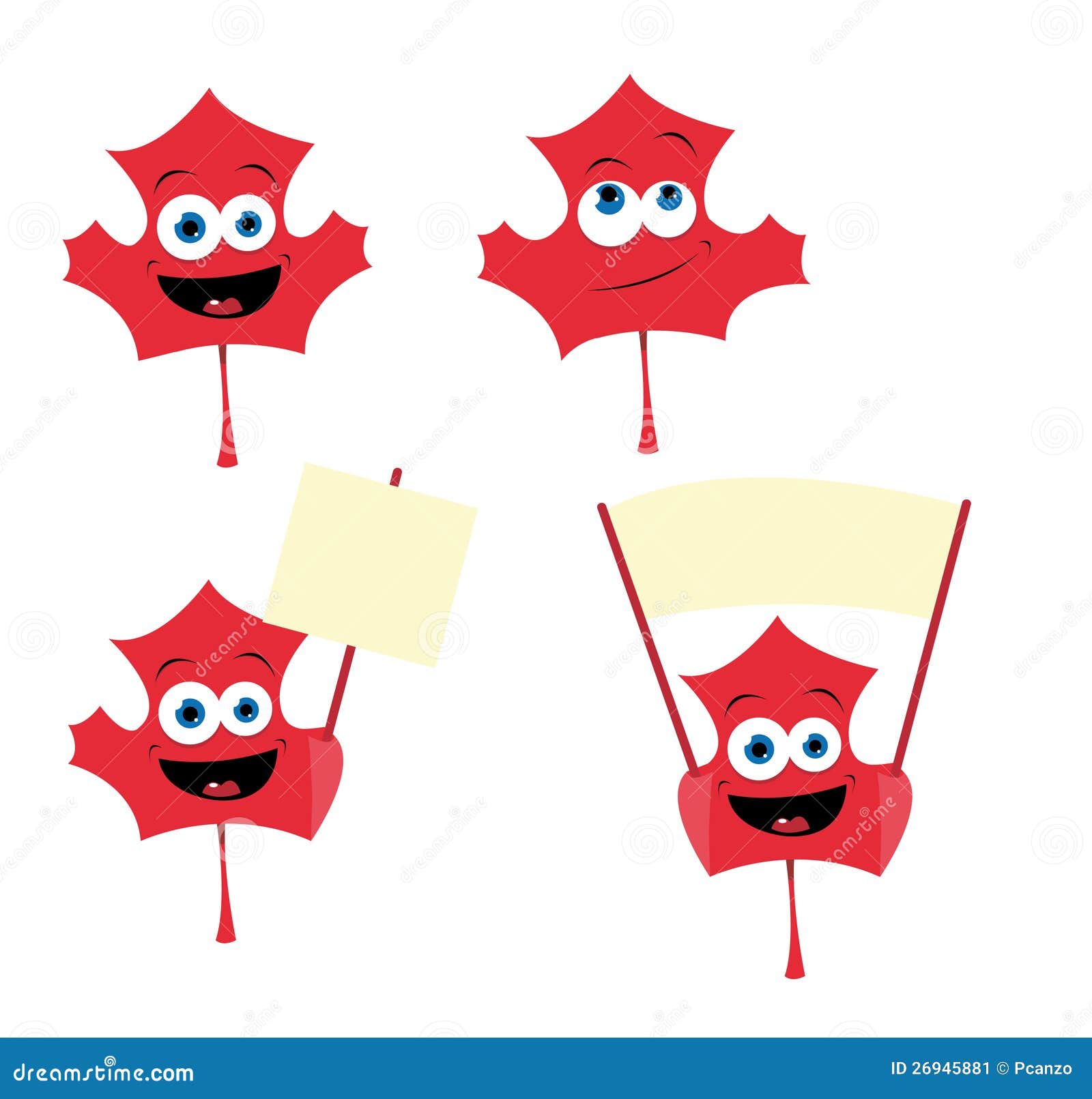 Cute Maple Leaf in Different Poses Stock Vector Illustration of