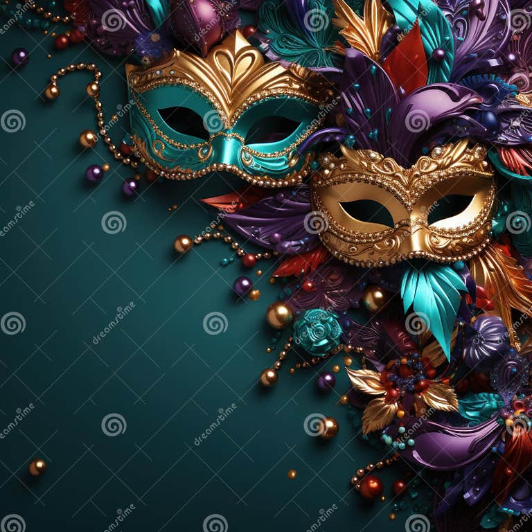 Cute Mardi Gras Carnival Poster Template with Copy Space Stock Image