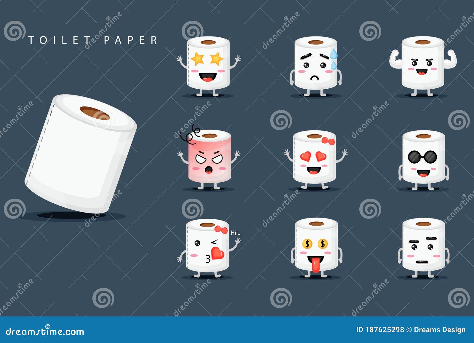 Cute Mascot Toilet Tissue Set Stock Vector Illustration of vector