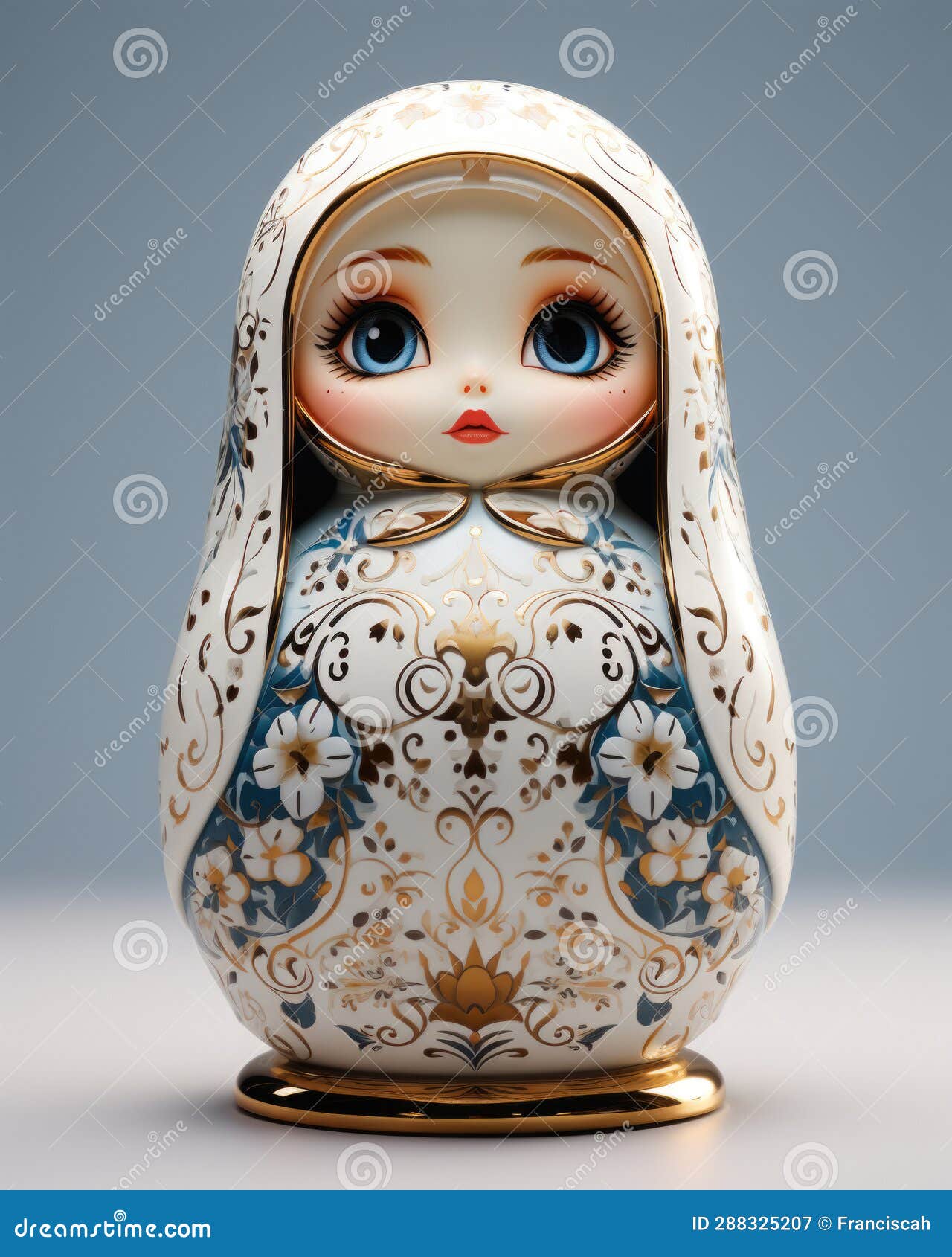 Cute Handmade Matrioshka Doll Stock Image Image of craft, white