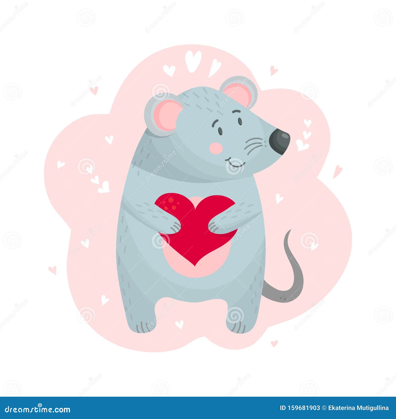Cute Maus Mit Herz In Pfoten Stock Abbildung Illustration Von Maus Cute