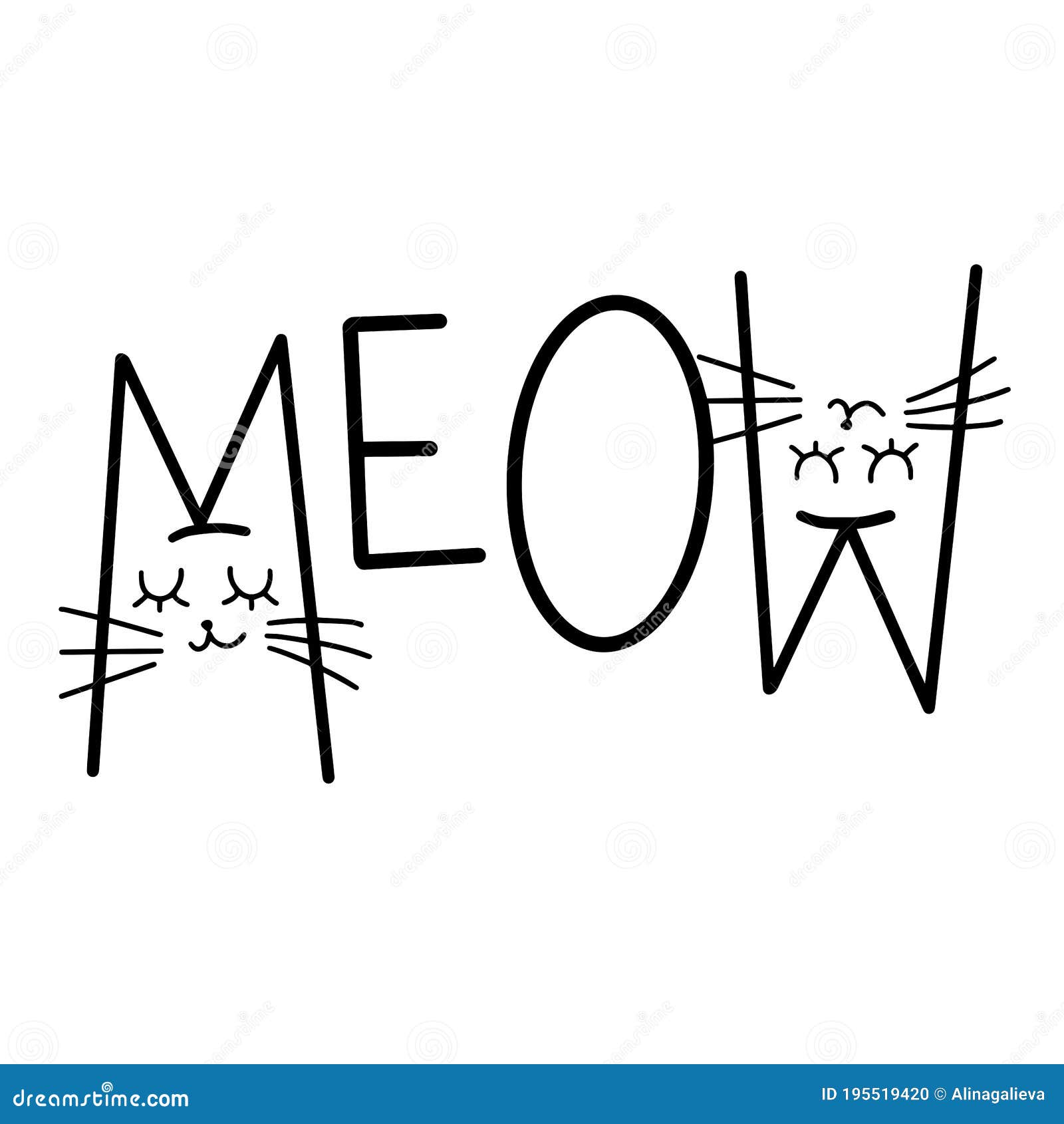 Cute Meow Cat Quotes Illustartion Vector. Stock Photography