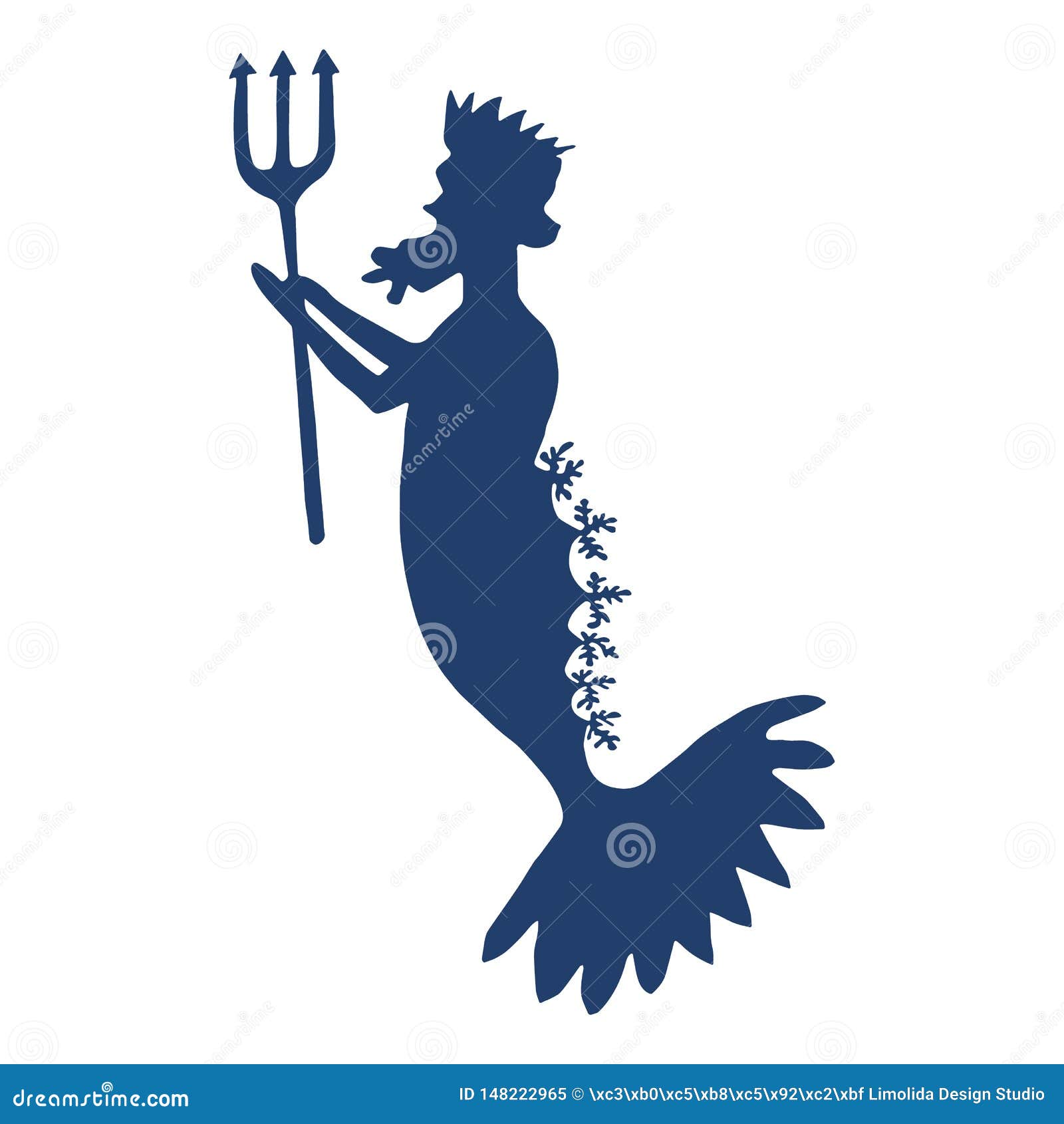 Merman Isolated Coloring Page For Kids Vector Illustration ...